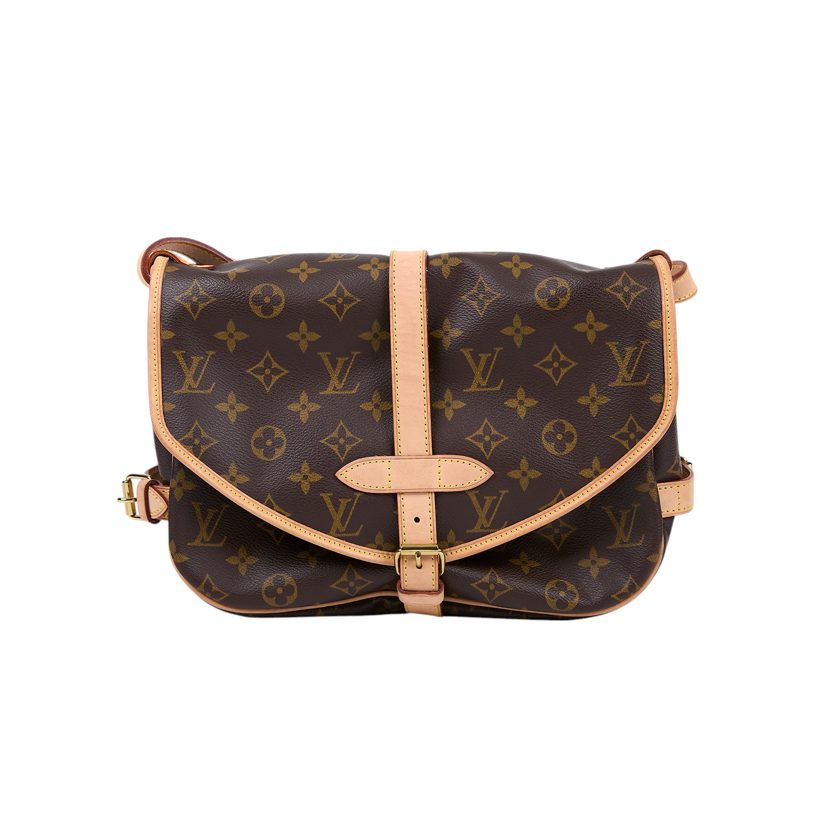 路易威登 LOUIS VUITTON Saumur 30 馬鞍包 M42256 棕原花馬鞍包 防塵袋