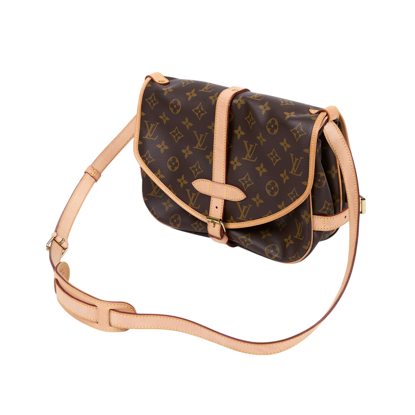 路易威登 LOUIS VUITTON Saumur 30 馬鞍包 M42256 棕原花馬鞍包 防塵袋