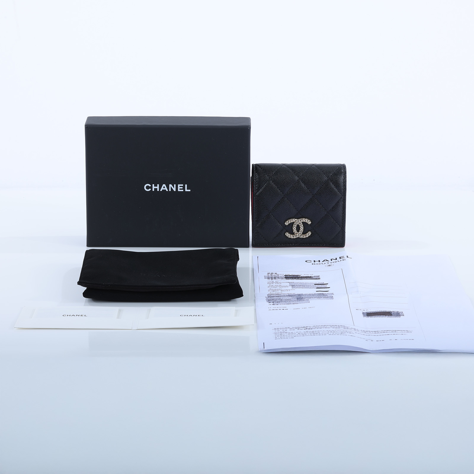 香奈兒 CHANEL CC 菱格紋 錢包 短夾 AP3185 黑銀荔枝牛螢光粉對折短夾 原廠盒子/防塵袋/購買證明