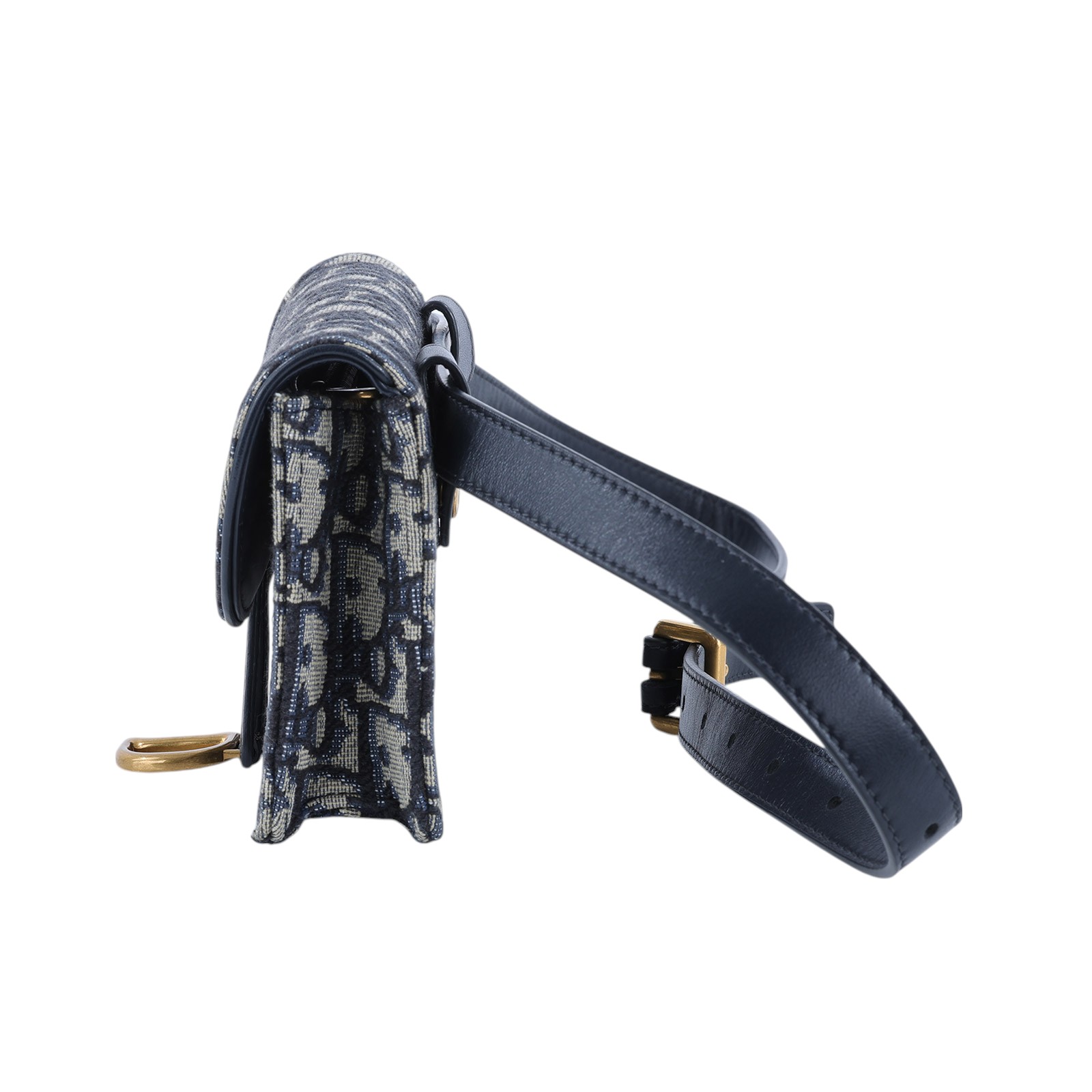 迪奧 CHRISTIAN DIOR Saddle 馬鞍 腰包 S5619CTZQ 藍緹花帆布 Saddle 腰包 原廠盒子/防塵袋