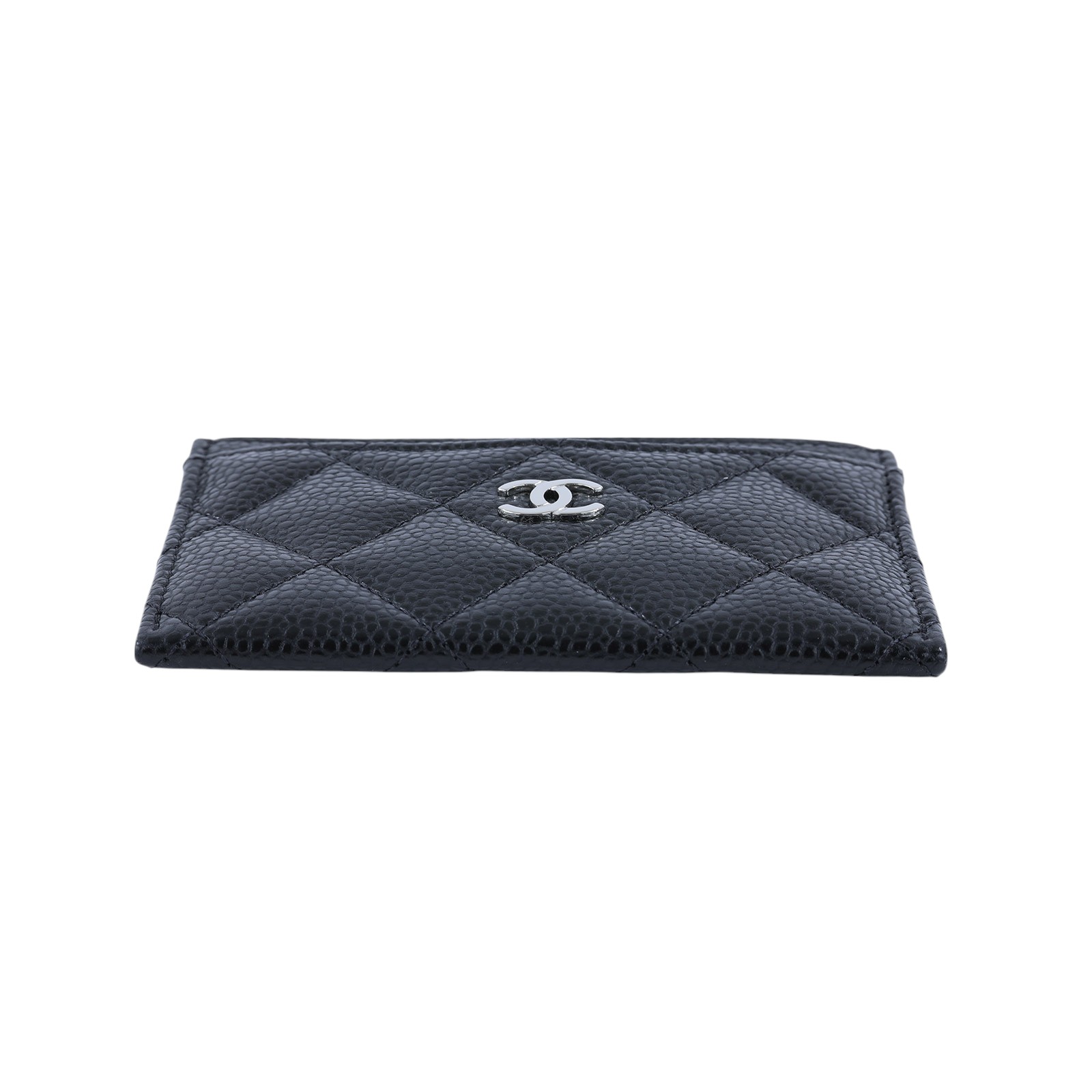 香奈兒 CHANEL CC LOGO 經典卡片夾 AP0213 黑銀荔枝名片夾 原廠盒子/防塵袋