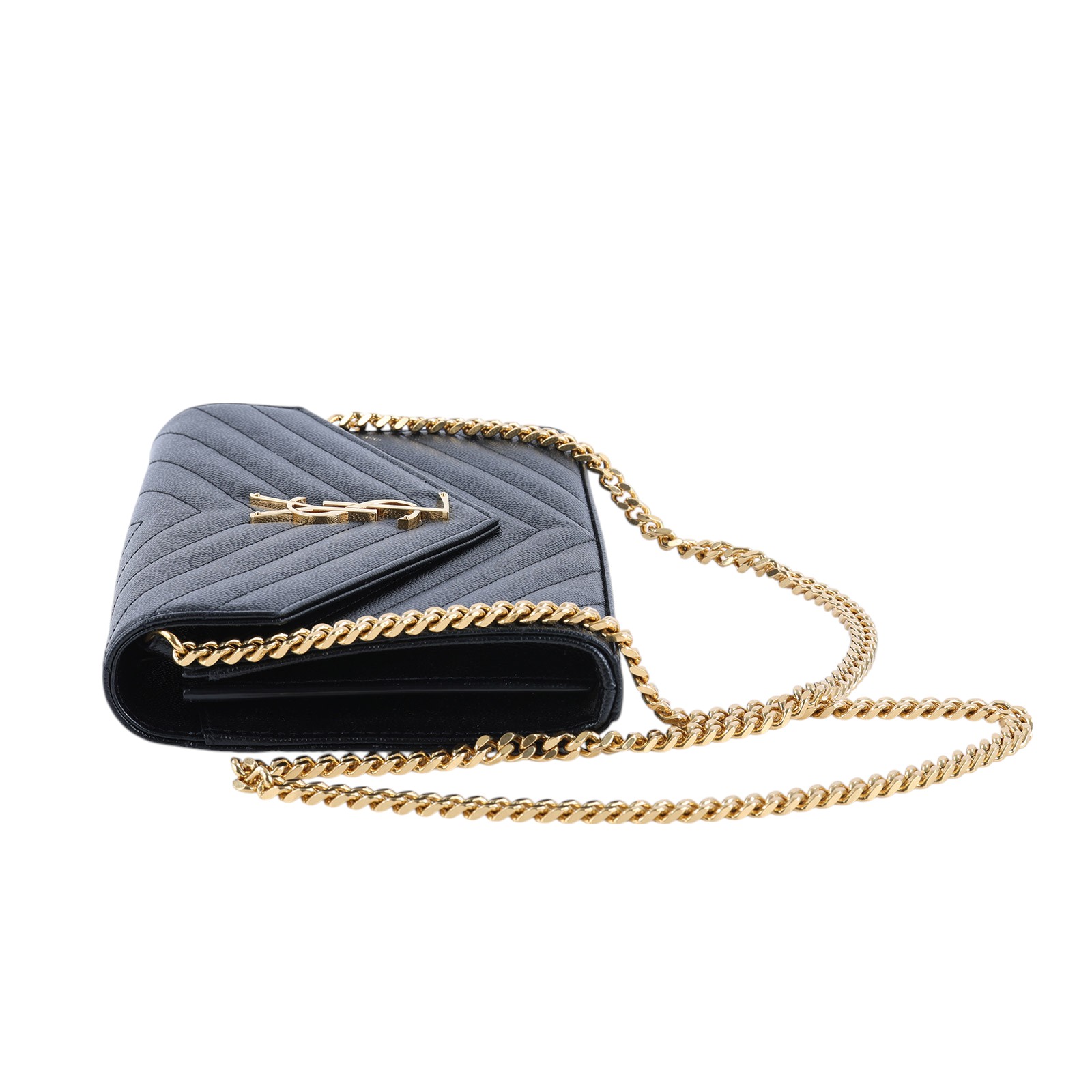 聖羅蘭 YSL SAINT LAURENT Cassandre 經典粒面皮革 鏈條 錢包 377828BOW01  原廠盒子/防塵袋