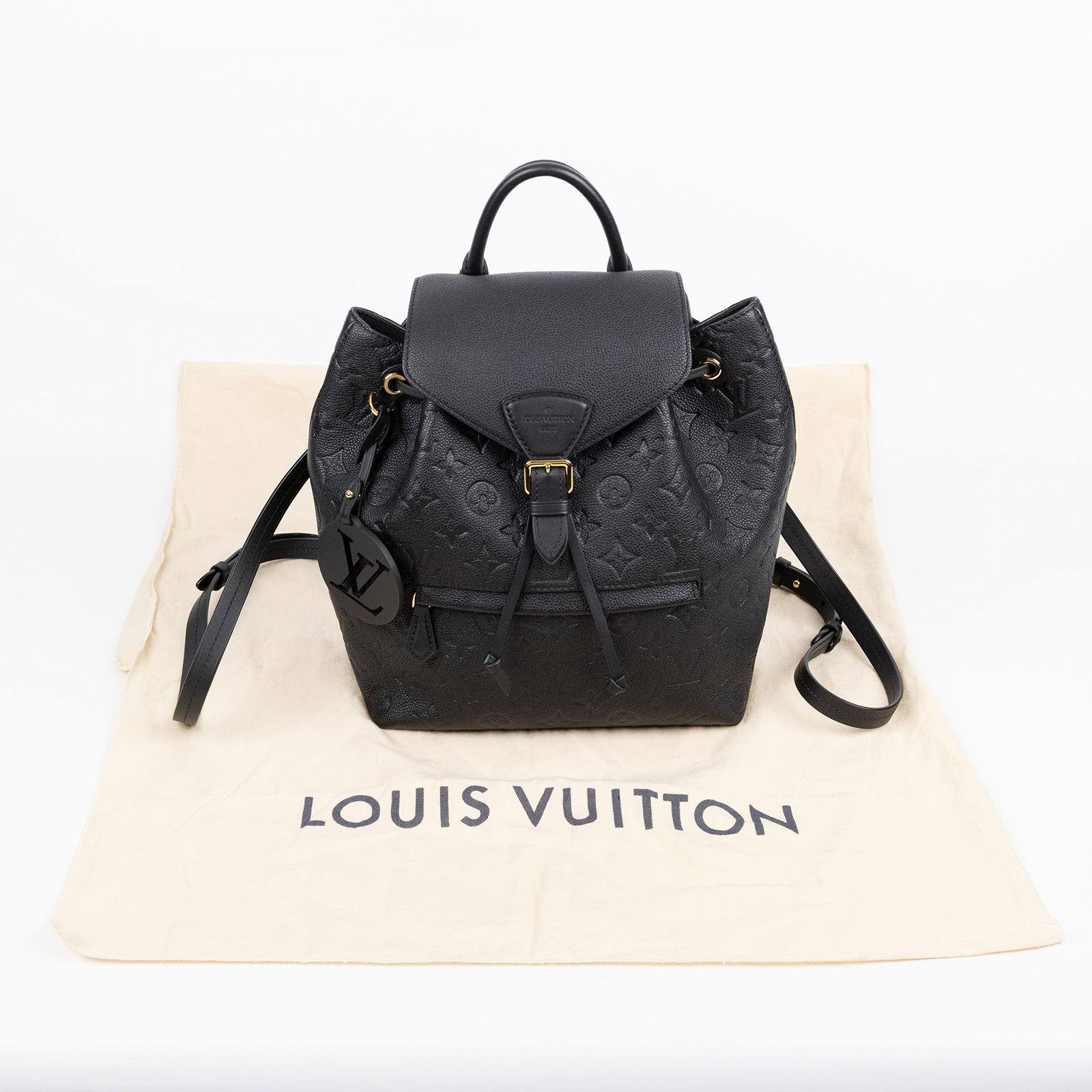 路易威登 LOUIS VUITTON Montsouris 雙肩 後背包 M45205 晶片款 黑MONTSOURIS壓花皮革後背包 防塵袋