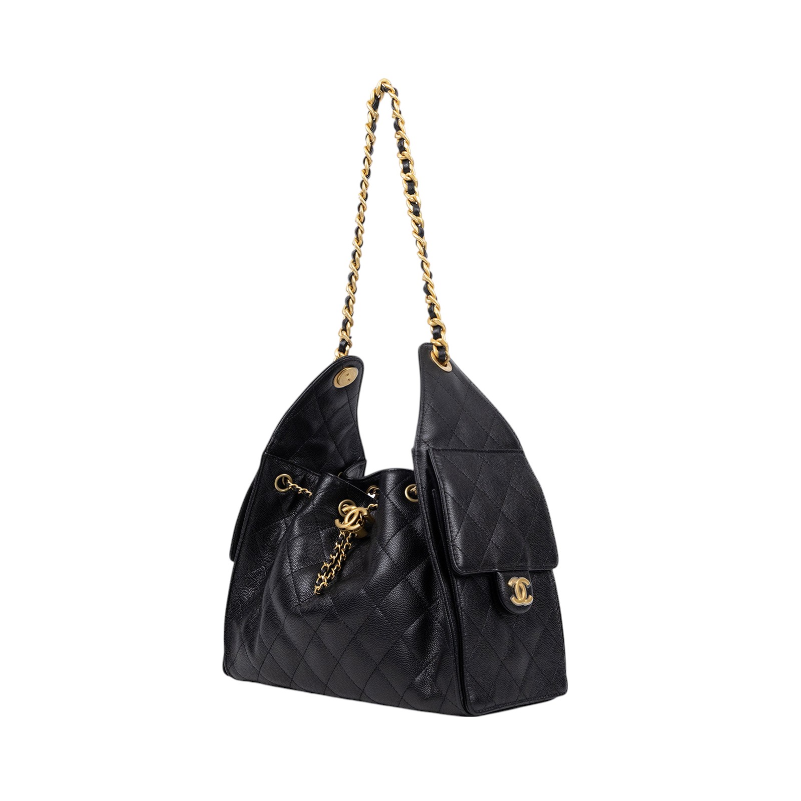 香奈兒 CHANEL 25 小型包 AS5293 晶片款 黑色金釦25小型HOBO 原廠盒子