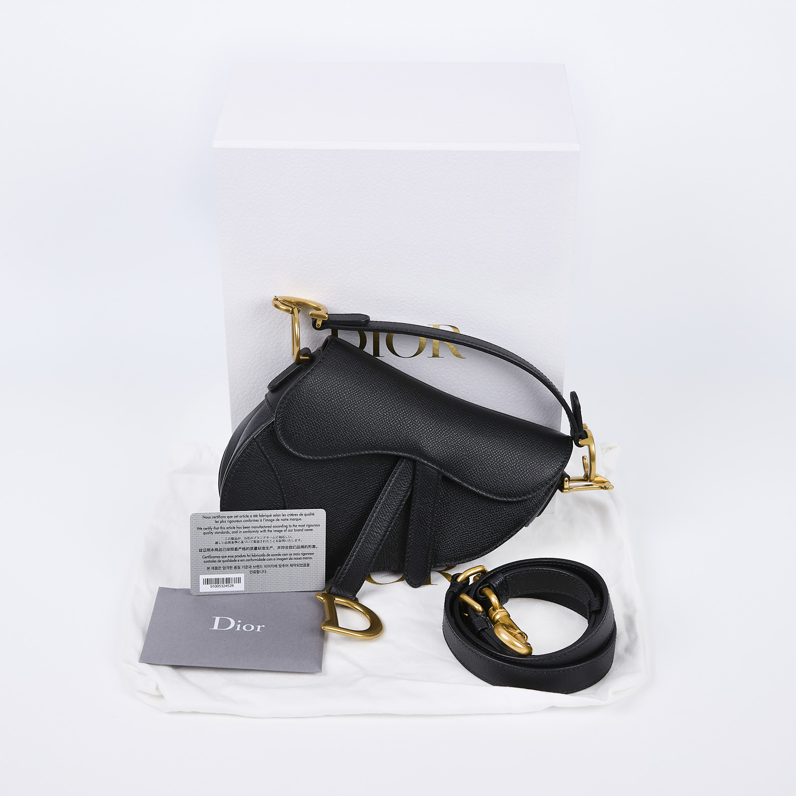 迪奧 CHRISTIAN DIOR Saddle 迷你 馬鞍包 小牛皮 附肩背帶 M0456CBAA 黑色SADDLE馬鞍包 原廠盒子/防塵袋/保證卡