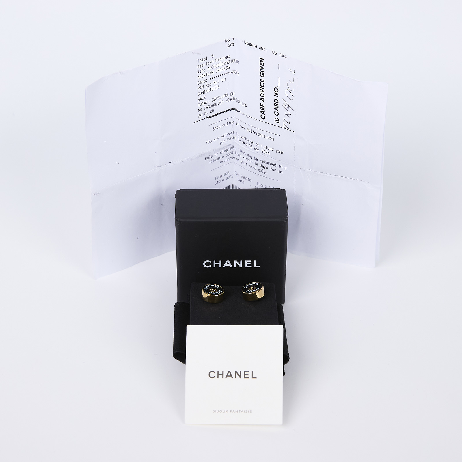 香奈兒 CHANEL 耳釘 ABC341ABC341/B24/C 鈕扣耳環 原廠盒子/購買證明