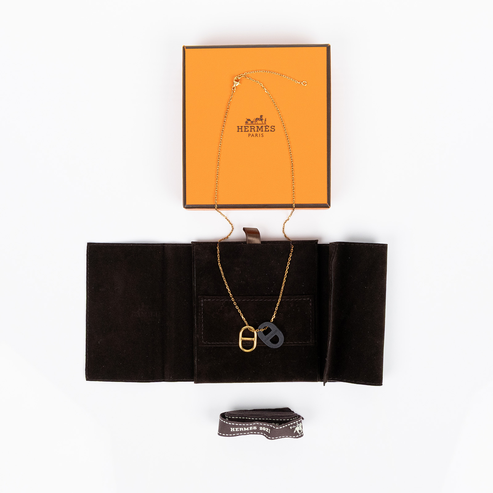 愛馬仕 Hermès OMaillon Chaine dAncre 吊墜 H079528CD18  玫瑰金OMAILLON豬鼻項鍊 原廠盒子