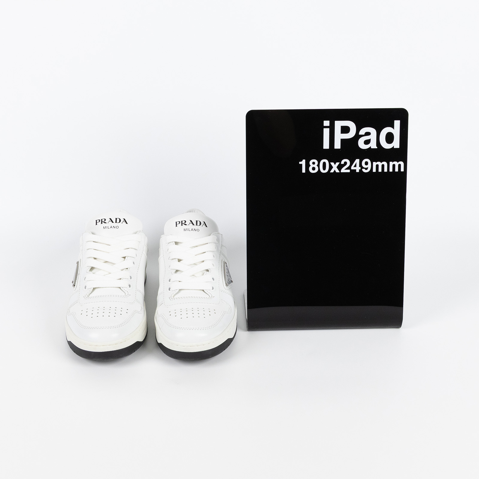 普拉達 PRADA Downtown 通花皮革 運動鞋 1E792M_3LKG_37 白運動鞋 原廠盒子/購買證明
