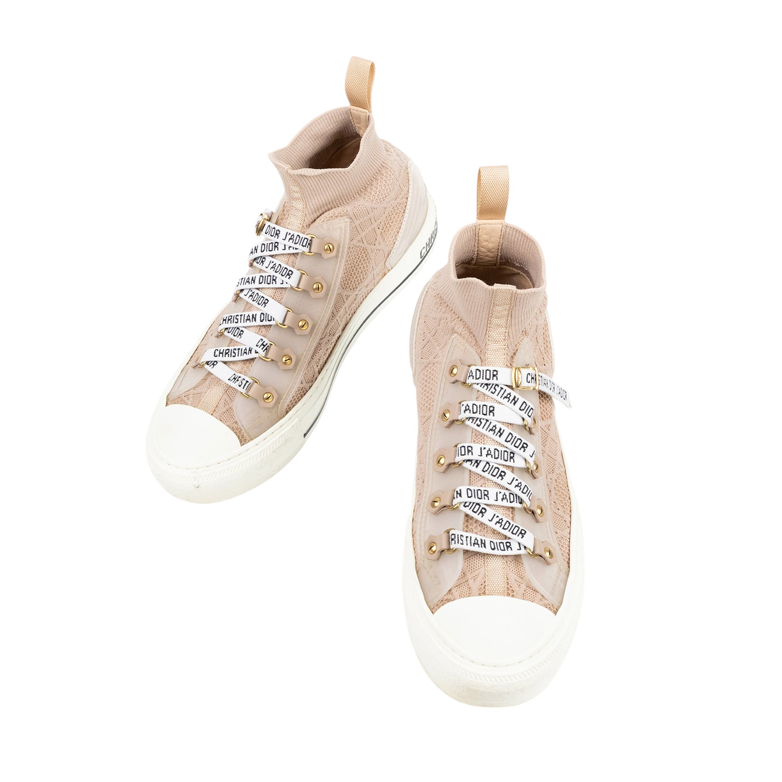 迪奧 CHRISTIAN DIOR Walkn 運動鞋 KCK276NKR_37 玫瑰色帆布高筒球鞋 原廠盒子