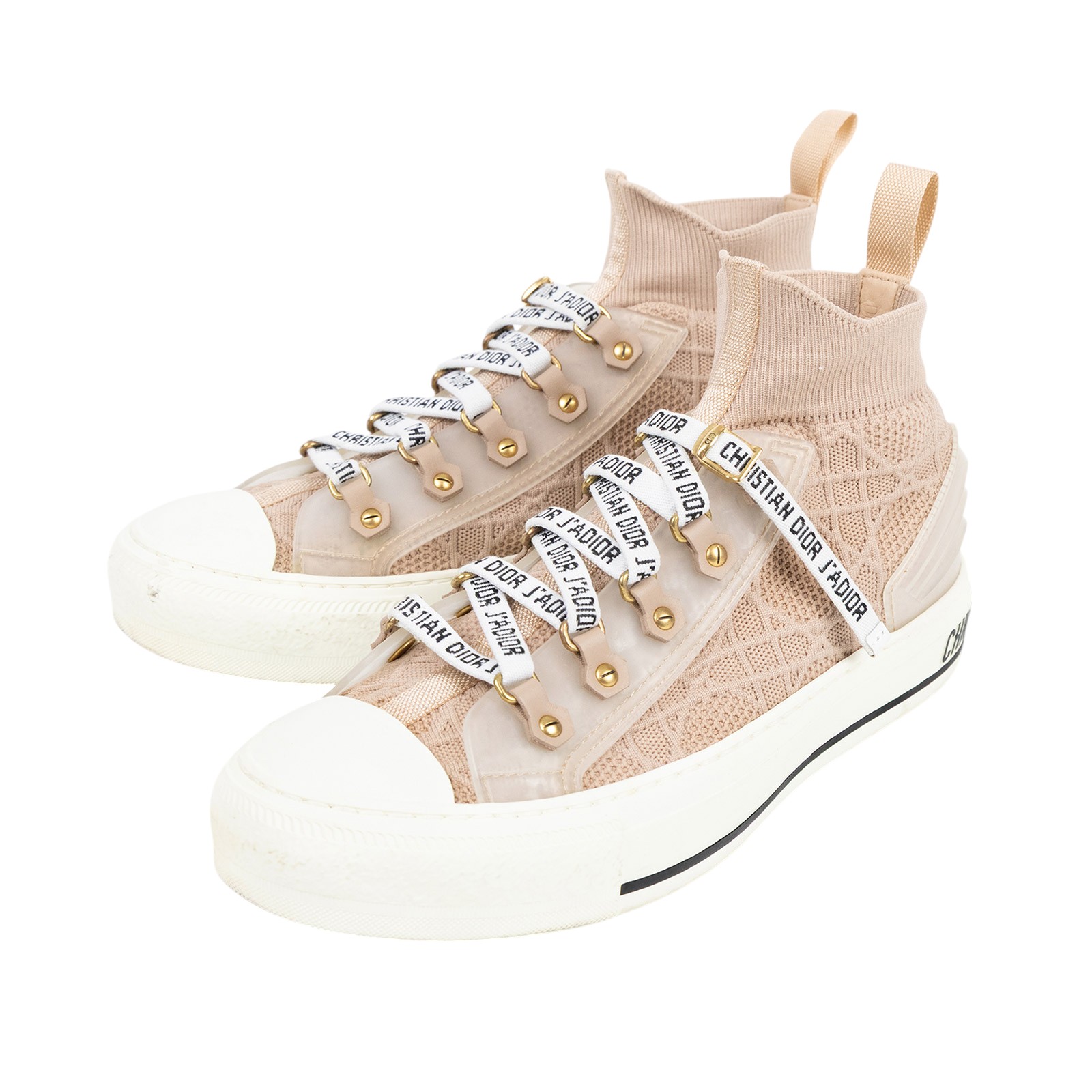 迪奧 CHRISTIAN DIOR Walkn 運動鞋 KCK276NKR_37 玫瑰色帆布高筒球鞋 原廠盒子