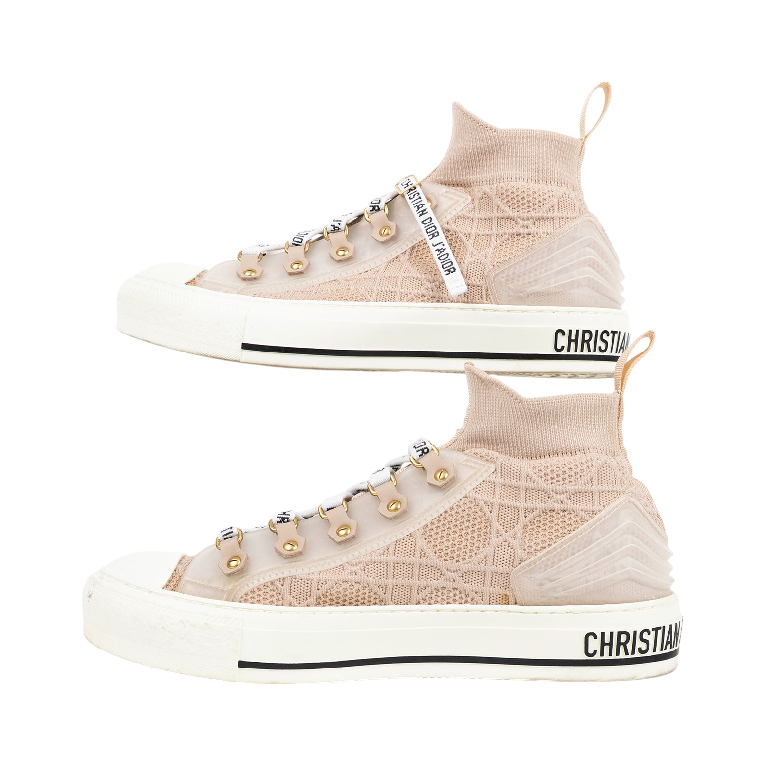 迪奧 CHRISTIAN DIOR Walkn 運動鞋 KCK276NKR_37 玫瑰色帆布高筒球鞋 原廠盒子