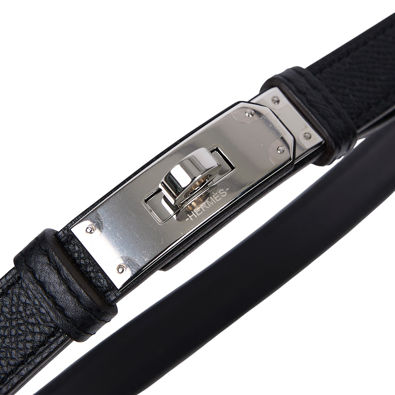 愛馬仕 Hermès Kelly 18 腰帶 KL18B X刻 黑銀KELLY皮帶 原廠盒子/防塵袋