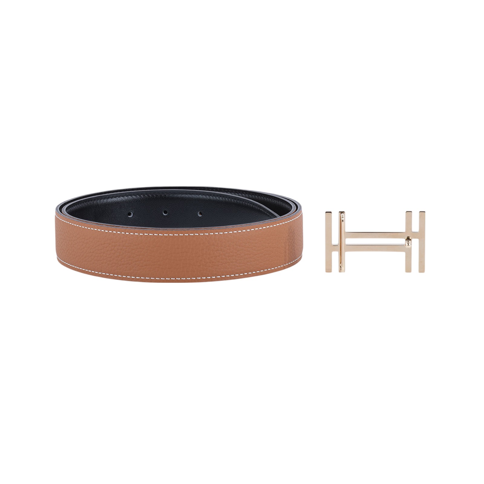 愛馬仕 Hermès H au Carre皮帶釦 32 mm 雙面皮革腰帶 H066050CP2KpH073967CAAA095 W AU 490 MM  原廠盒子/防塵袋/購買證明