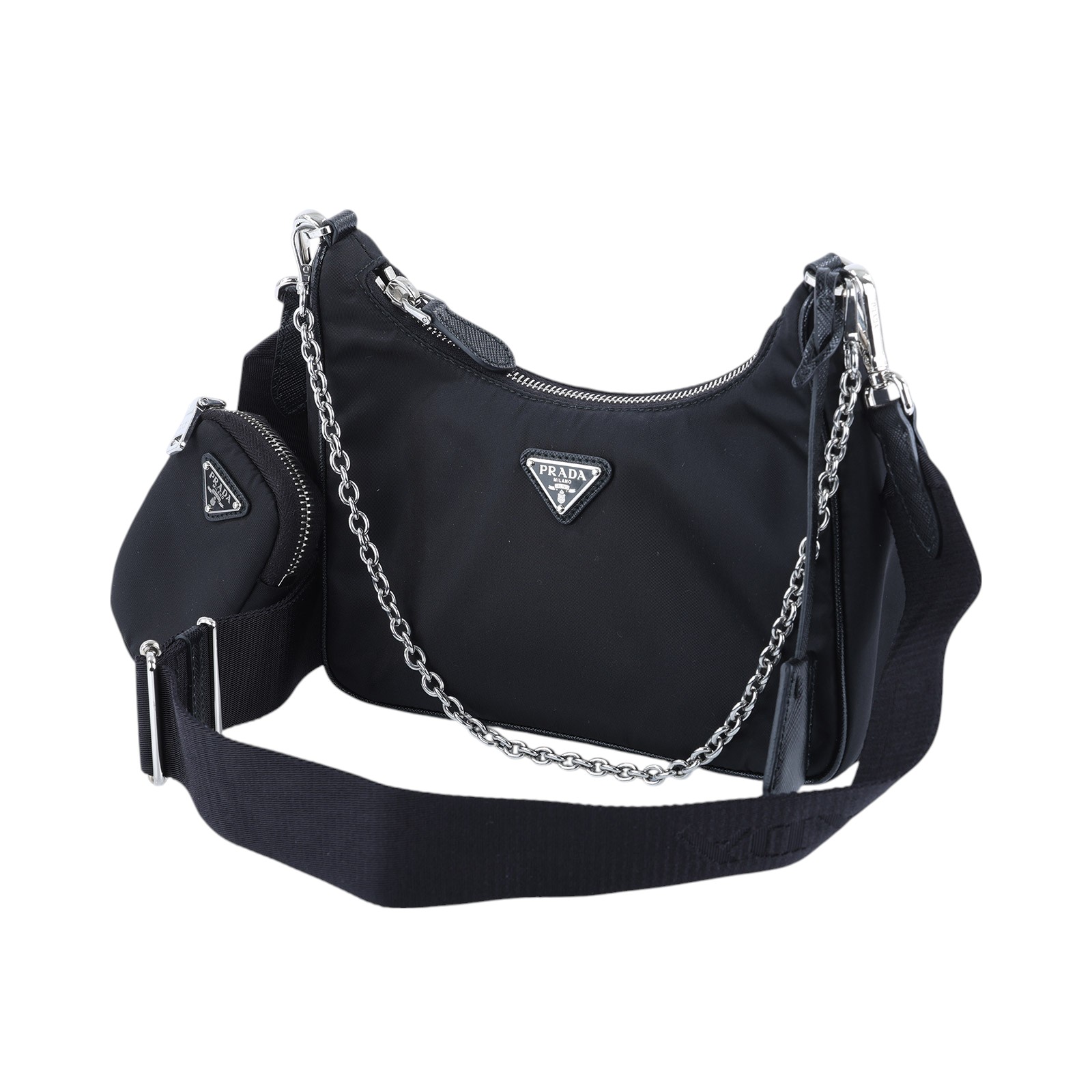 普拉達 PRADA Re-Edition 2005 Re-Nylon 手袋 1BH204_R064 黑色尼龍三合一 防塵袋/購買證明/背帶/內袋/鍊帶