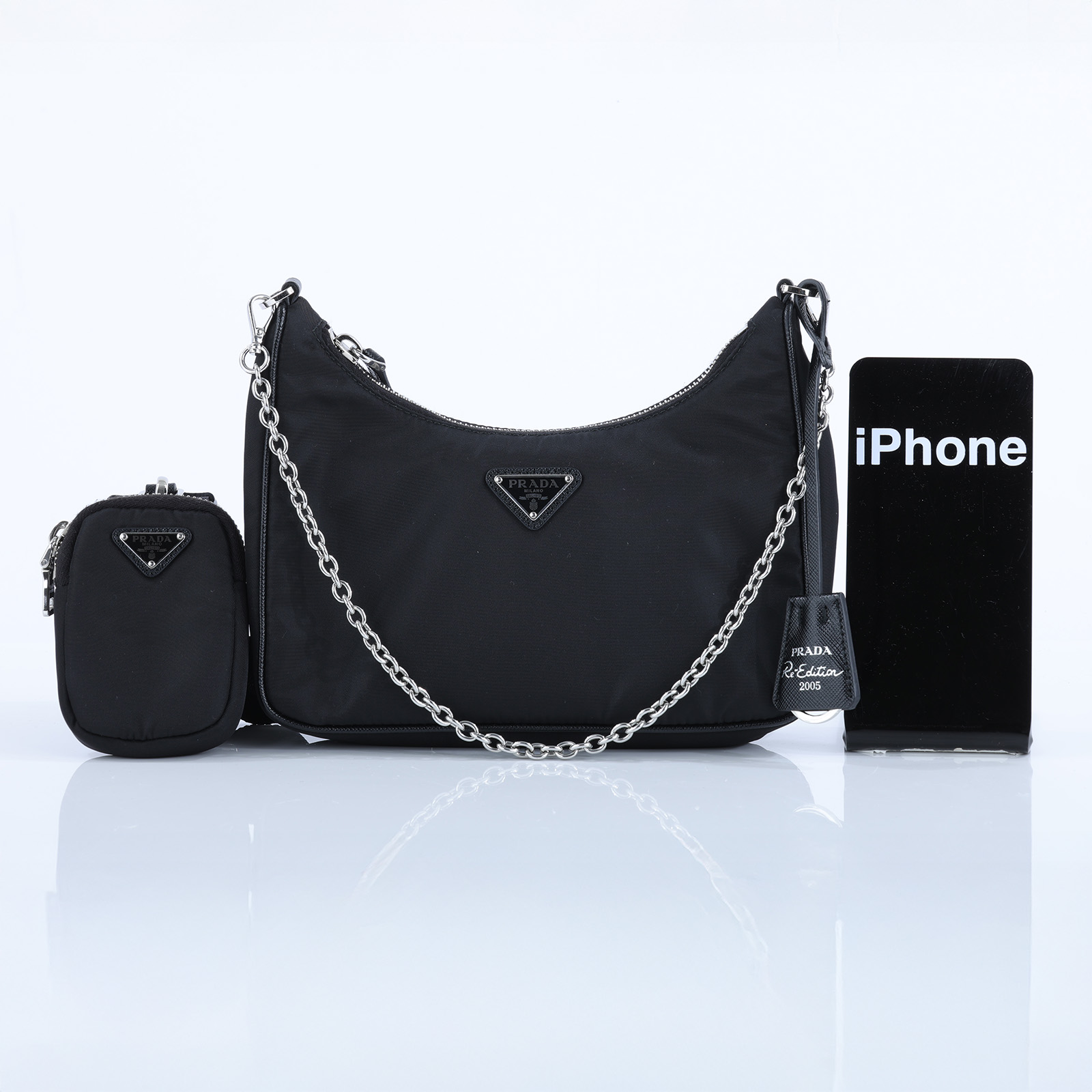 普拉達 PRADA Re-Edition 2005 Re-Nylon 手袋 1BH204_R064 黑色尼龍三合一 防塵袋/購買證明/背帶/內袋/鍊帶