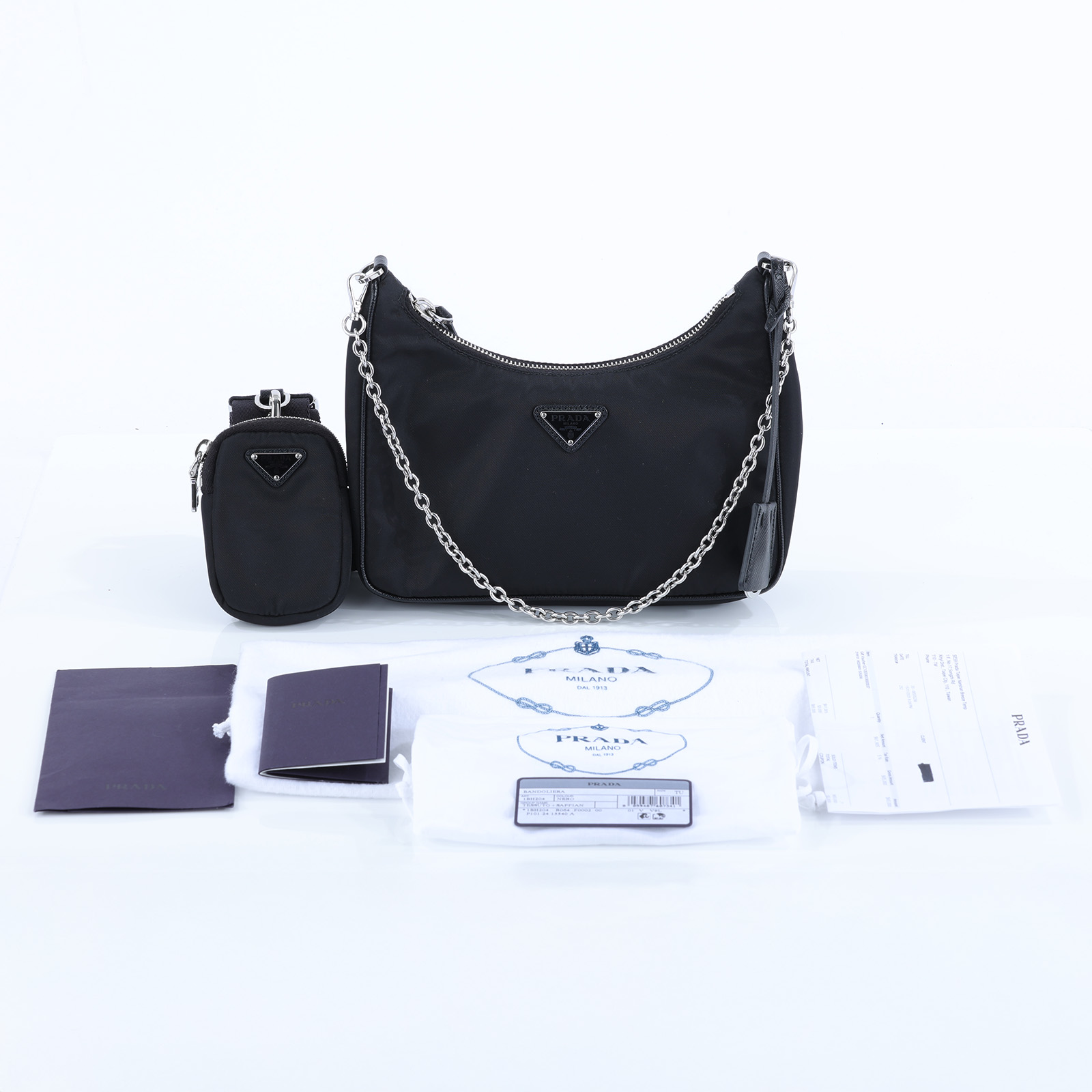 普拉達 PRADA Re-Edition 2005 Re-Nylon 手袋 1BH204_R064 黑色尼龍三合一 防塵袋/購買證明/背帶/內袋/鍊帶
