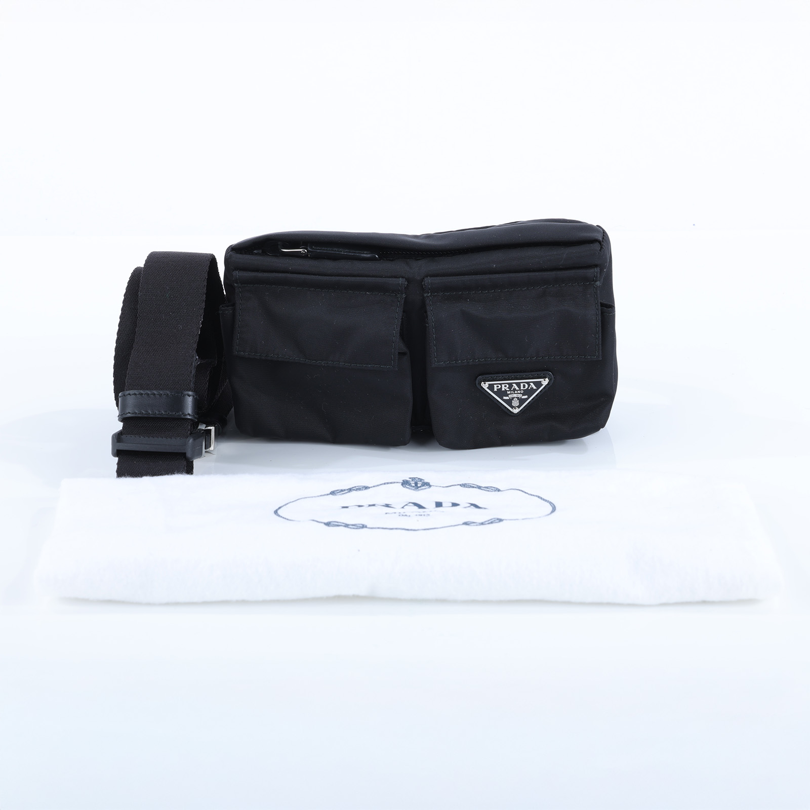 普拉達 PRADA Re-Nylon 腰包 2CN093_2CYU 黑尼龍迷你胸包 防塵袋