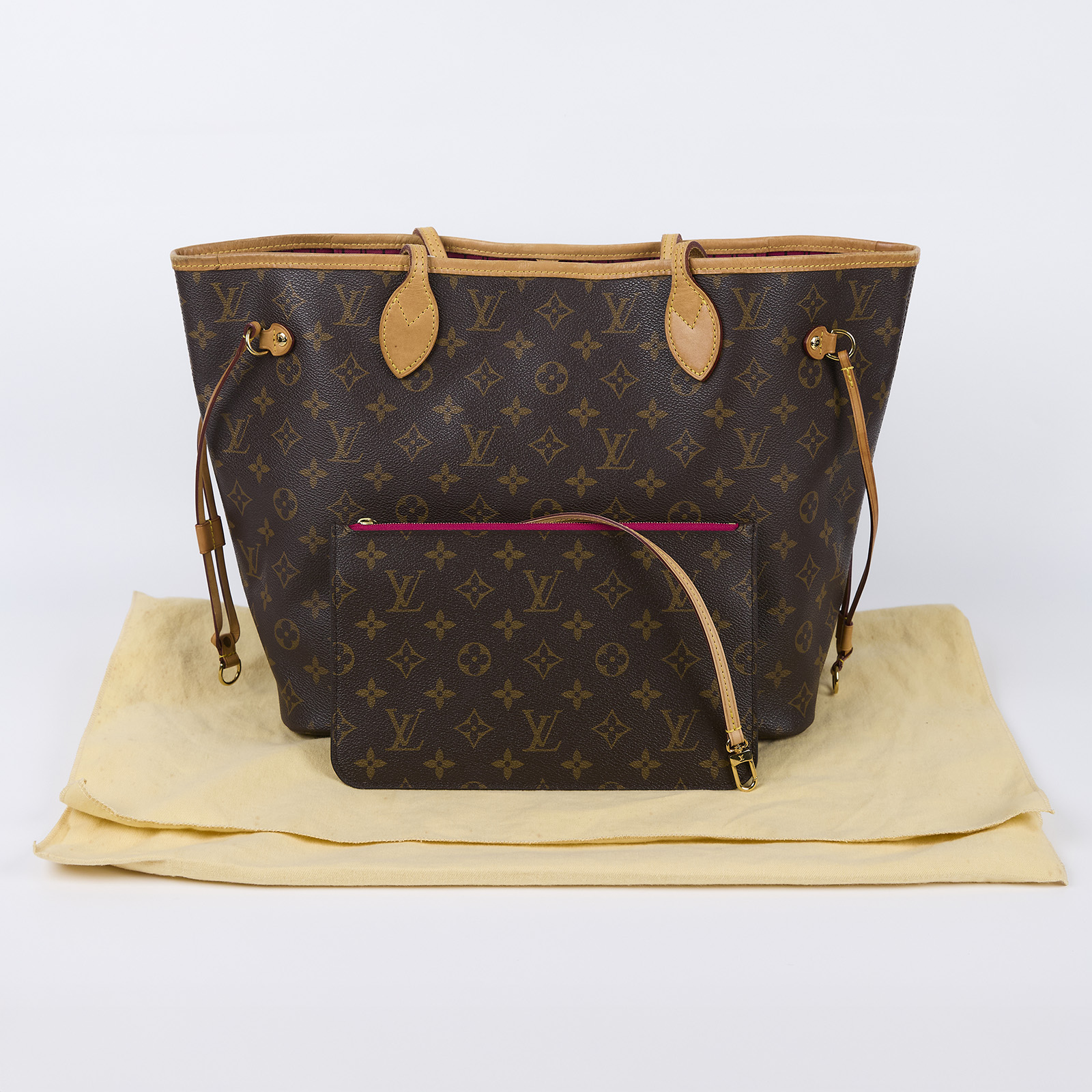 路易威登 LOUIS VUITTON Neverfull MM 牡丹色 肩背購物包 M41178 原花NEVERFULL MM 防塵袋