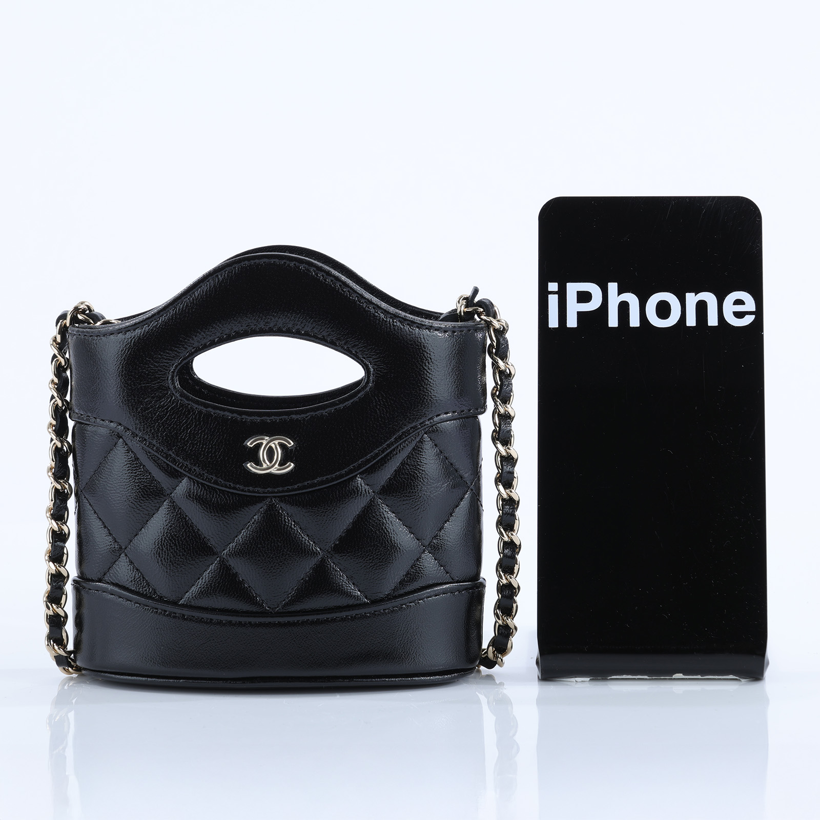 香奈兒 CHANEL CC Logo 31包 菱格紋 鍊帶 肩背 手提包 AP3924 晶片款 黑牛荔枝淡金31包mini 原廠盒子/防塵袋/購買證明影本