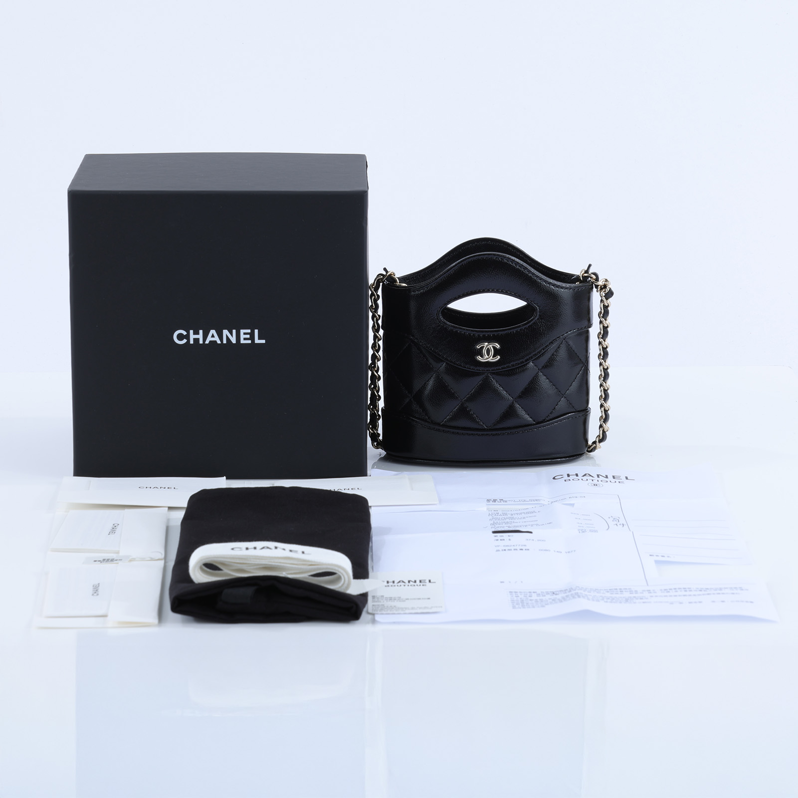 香奈兒 CHANEL CC Logo 31包 菱格紋 鍊帶 肩背 手提包 AP3924 晶片款 黑牛荔枝淡金31包mini 原廠盒子/防塵袋/購買證明影本
