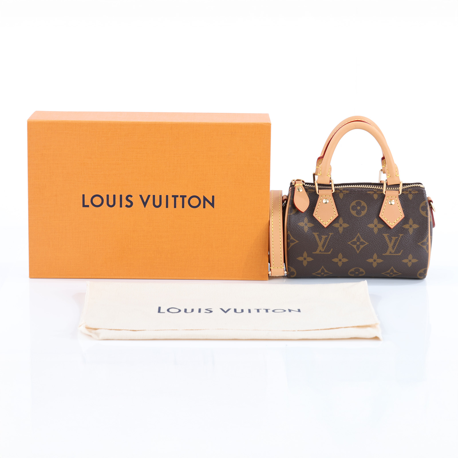路易威登 LOUIS VUITTON Nano Speedy 原花 手提 肩背包 M81085 原花NANO SPEEDY 原廠盒子/防塵袋