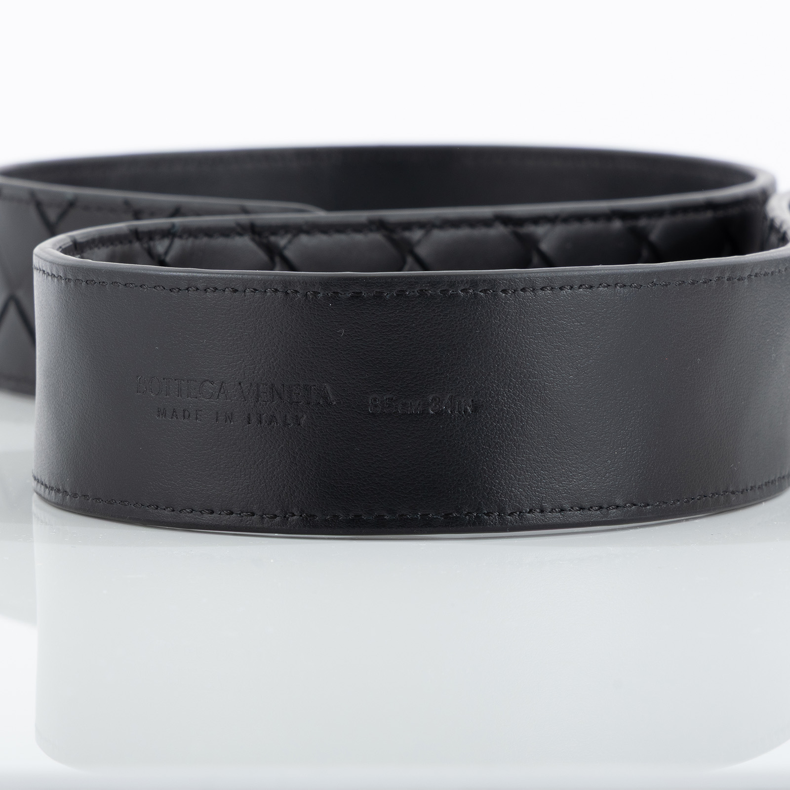 寶緹嘉 BOTTEGA VENETA Watch 搭扣 腰带 799046V4KF_85 黑編織皮帶85CM 防塵袋