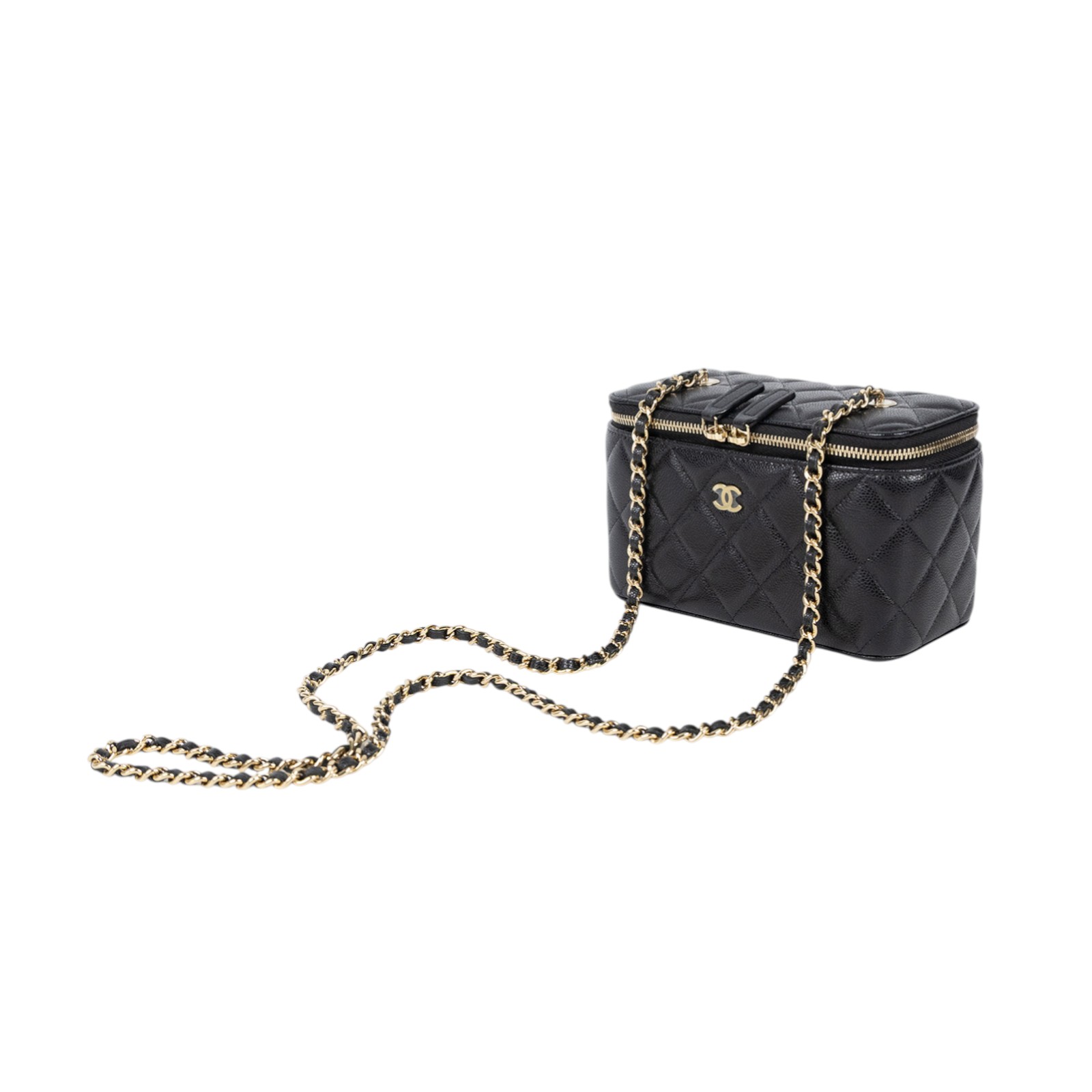 香奈兒 CHANEL Vanity Case 化妝箱 AP1341 B10583 黑荔枝長VANITY 原廠盒子/防塵袋/國外購買證明