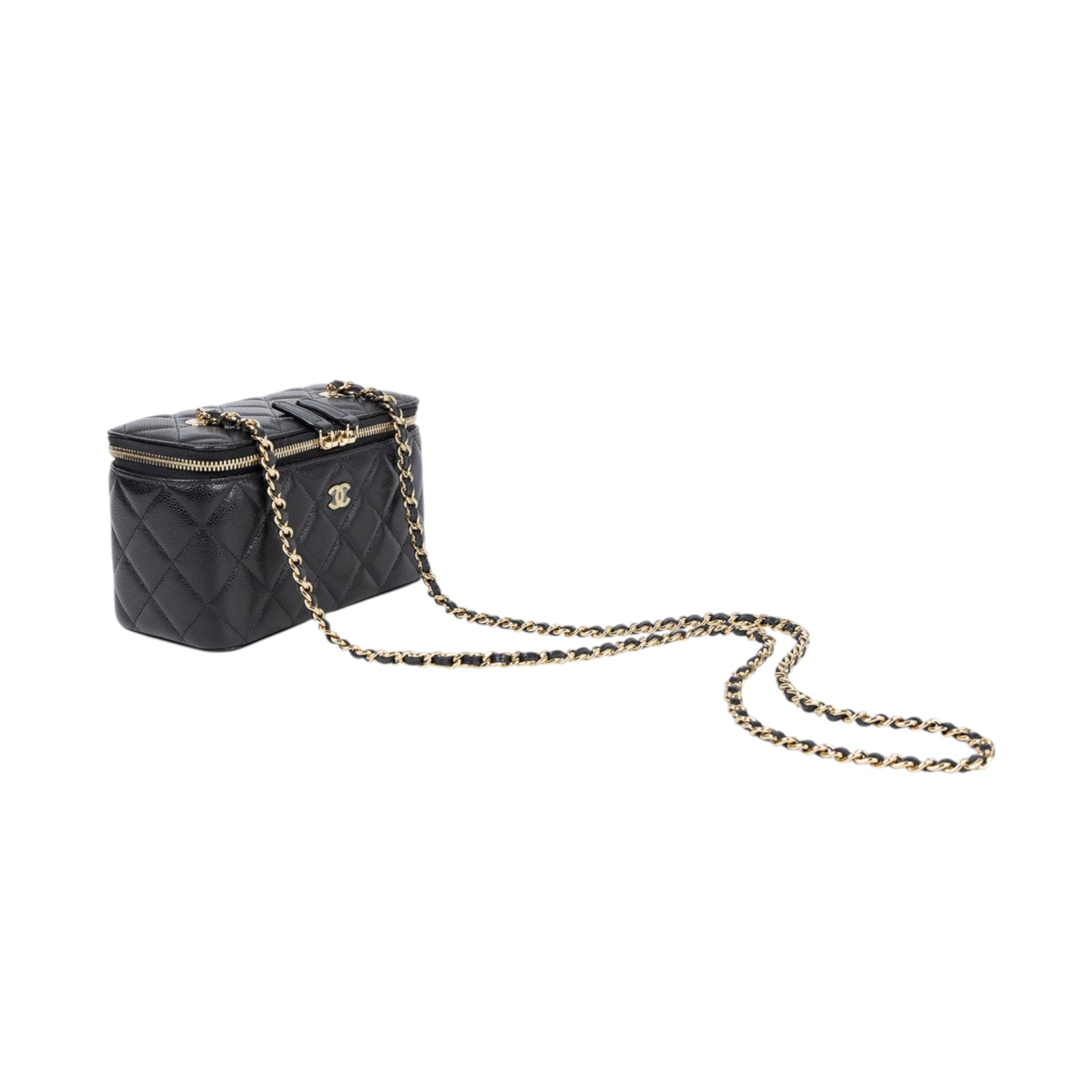 香奈兒 CHANEL Vanity Case 化妝箱 AP1341 B10583 黑荔枝長VANITY 原廠盒子/防塵袋/國外購買證明