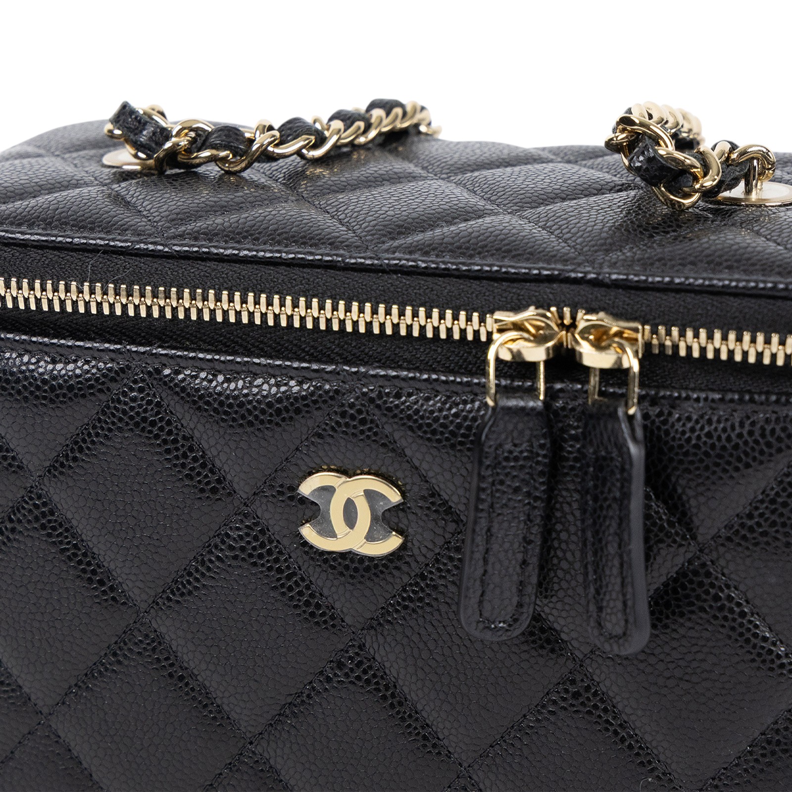 香奈兒 CHANEL Vanity Case 化妝箱 AP1341 B10583 黑荔枝長VANITY 原廠盒子/防塵袋/國外購買證明