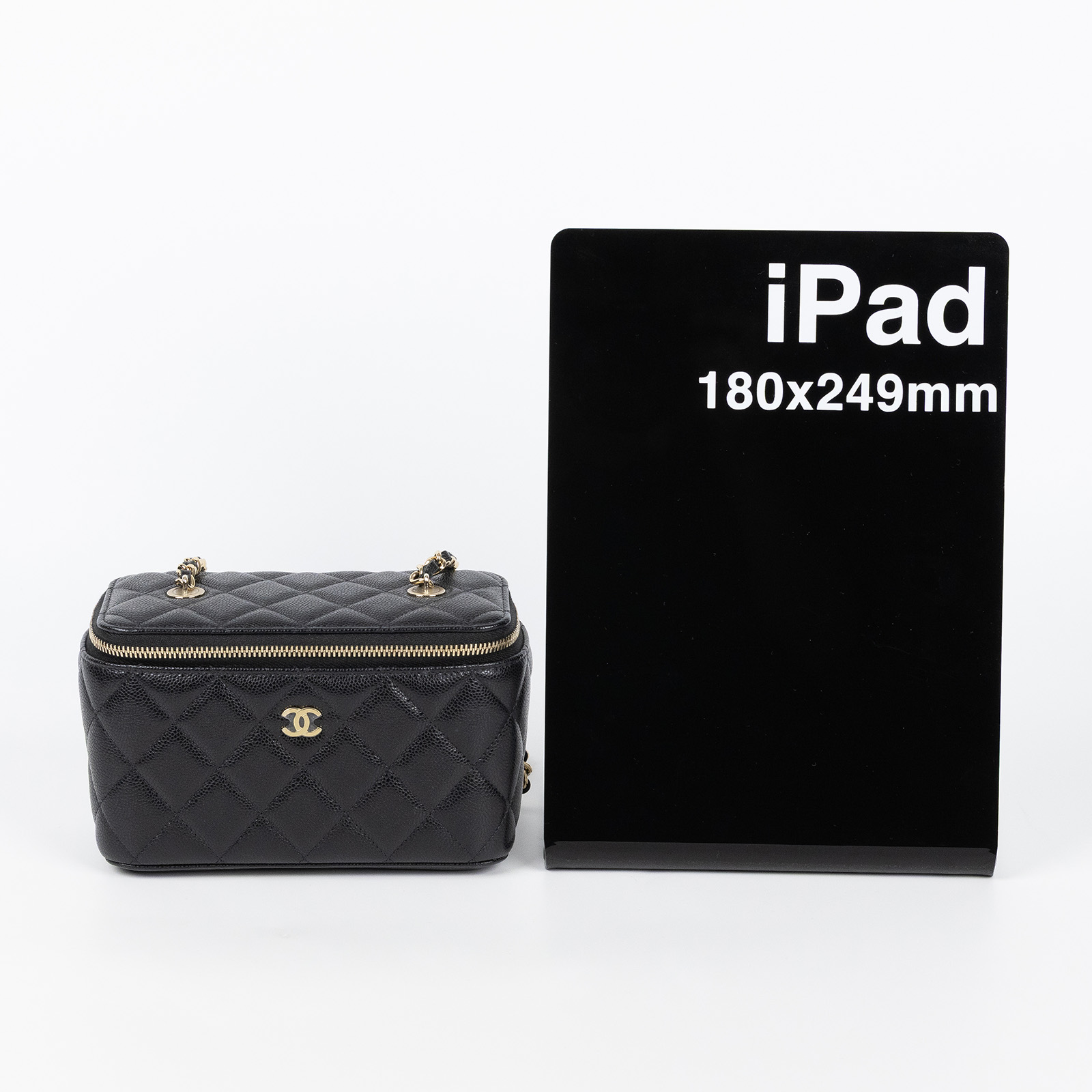 香奈兒 CHANEL Vanity Case 化妝箱 AP1341 B10583 黑荔枝長VANITY 原廠盒子/防塵袋/國外購買證明