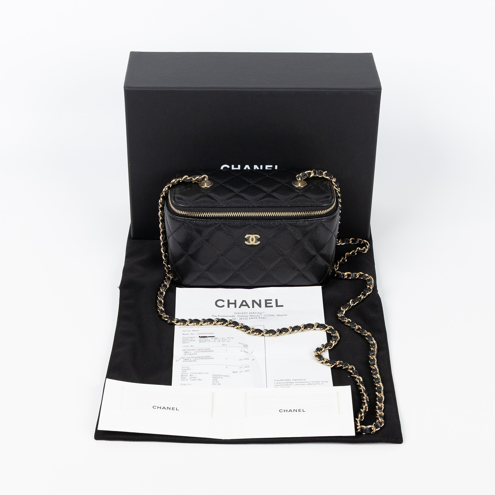 香奈兒 CHANEL Vanity Case 化妝箱 AP1341 B10583 黑荔枝長VANITY 原廠盒子/防塵袋/國外購買證明