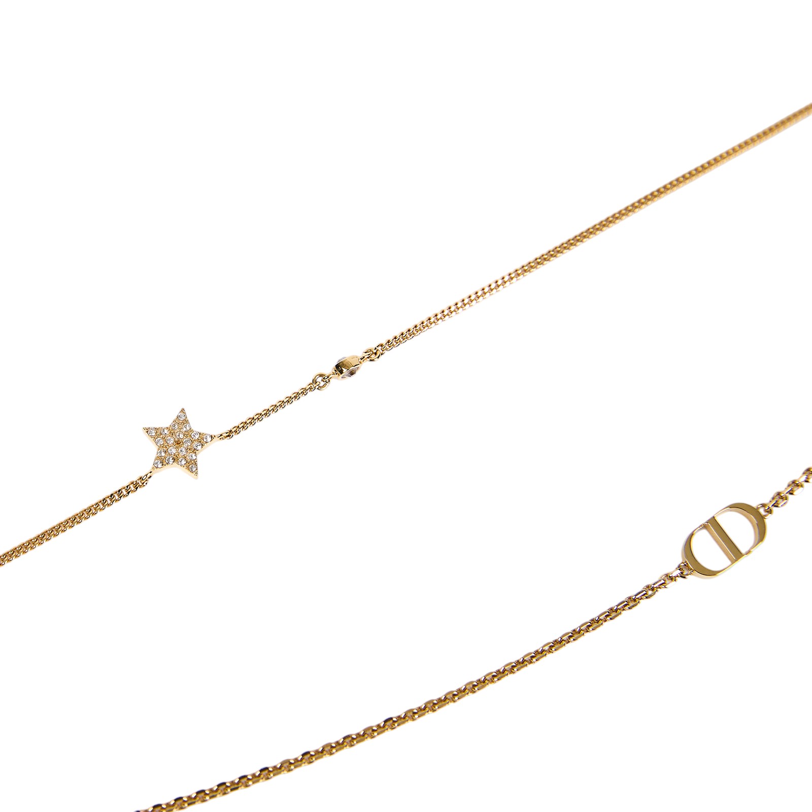 迪奧 CHRISTIAN DIOR Petit CD 雙項鍊 N1155PMTCY 金色星星雙鍊水鑽項鍊 防塵袋