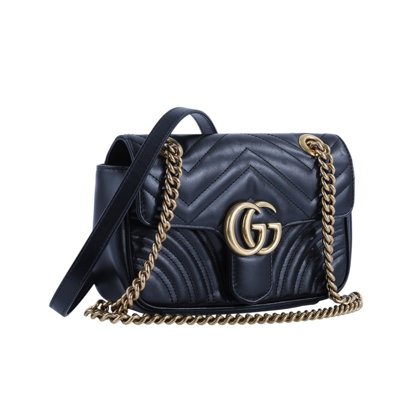 古馳 GUCCI GG Marmont 迷你肩揹袋 446744 498879 黑金牛MARMONT MINI 防塵袋