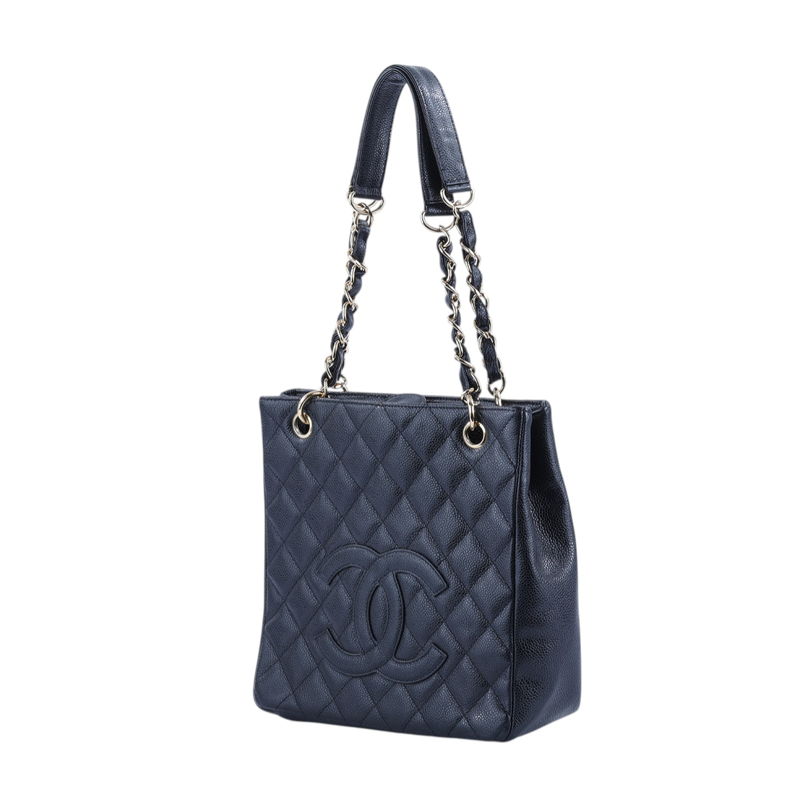 香奈兒 CHANEL PST Petite Shopping Tote CC Logo 菱格 荔枝紋 肩背 托特包 A20994 8開黑金荔枝PST托特包 防塵袋/保證卡