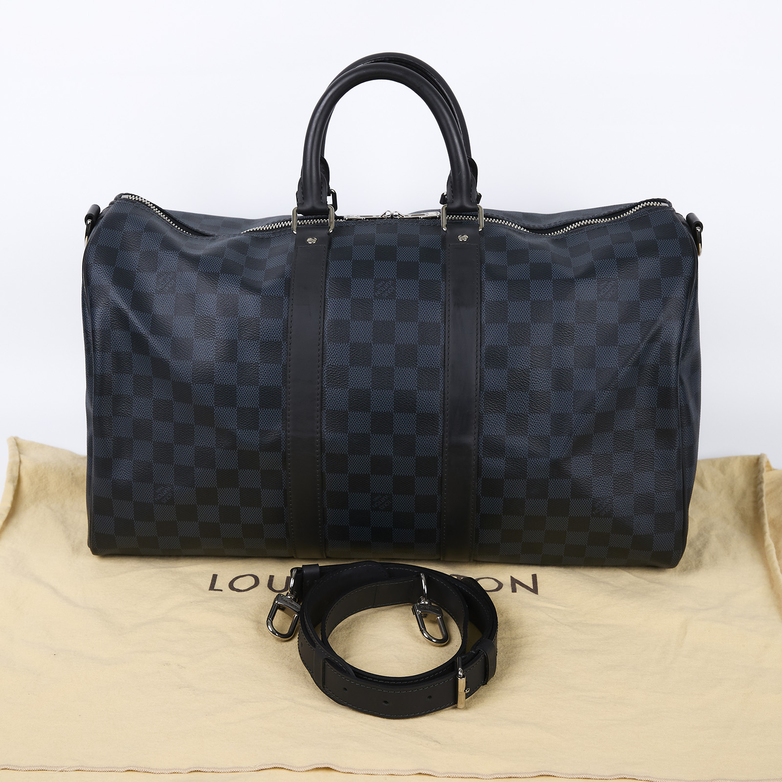 路易威登 LOUIS VUITTON Keepall Bandoulière 45 Damier Graphite帆布 波士頓包  旅行袋 N41418  防塵袋