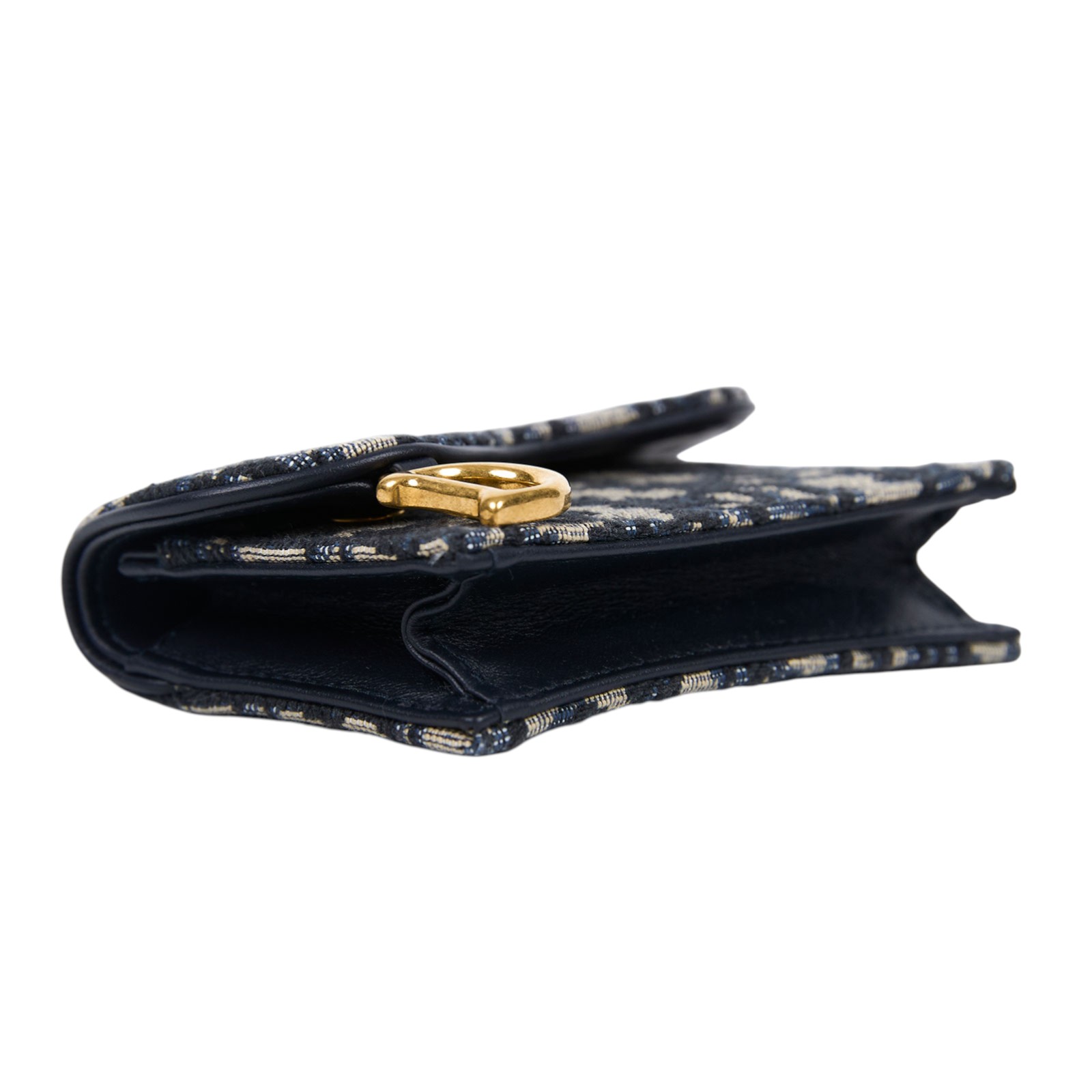 迪奧 CHRISTIAN DIOR Saddle 翻蓋卡片套 卡夾 緹花 S5611CTZQ 藍saddle卡包 防塵袋/原廠盒子/購買證明