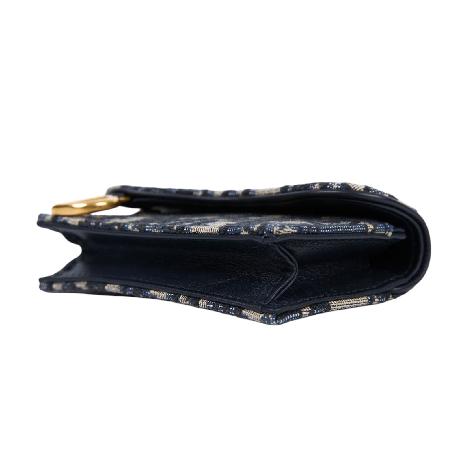 迪奧 CHRISTIAN DIOR Saddle 翻蓋卡片套 卡夾 緹花 S5611CTZQ 藍saddle卡包 防塵袋/原廠盒子/購買證明