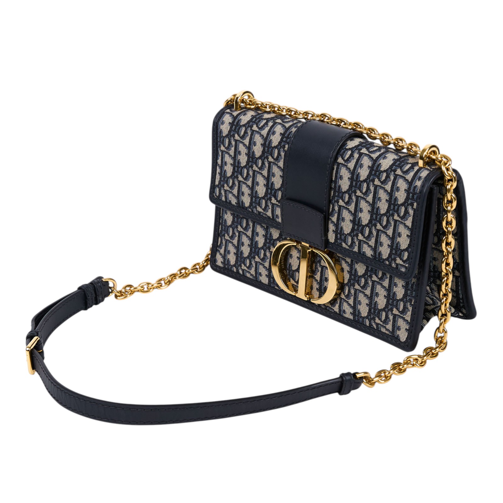 迪奧 CHRISTIAN DIOR 30 Montaigne 鏈帶 肩背手提包 藍色 M9208UTZQ 藍蒙田30鍊帶款 無附屬品