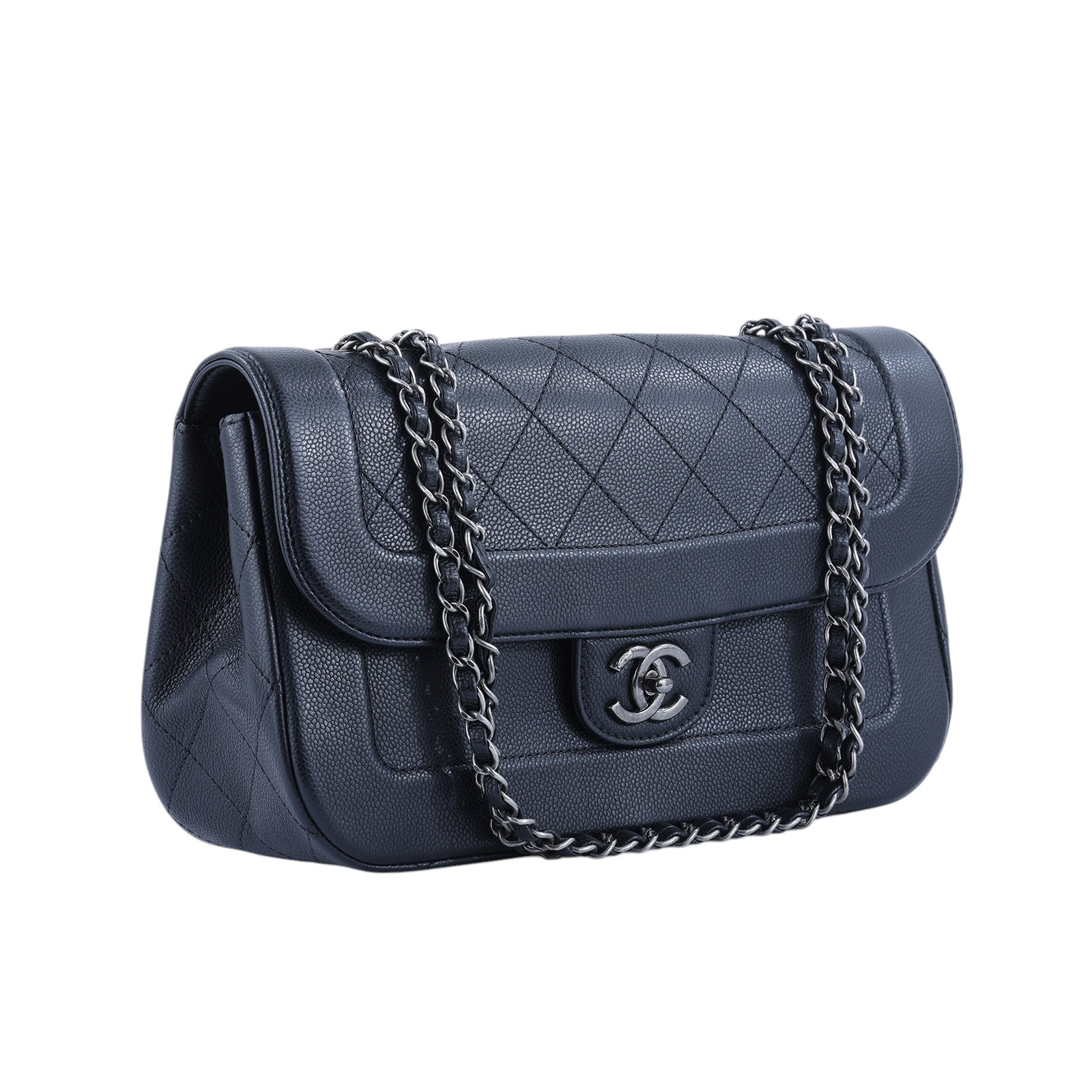 香奈兒 CHANEL 單肩包 A90395 Y09139 20開黑銀釦牛皮鍊包 原廠盒子/防塵袋/保證卡/購買證明影本