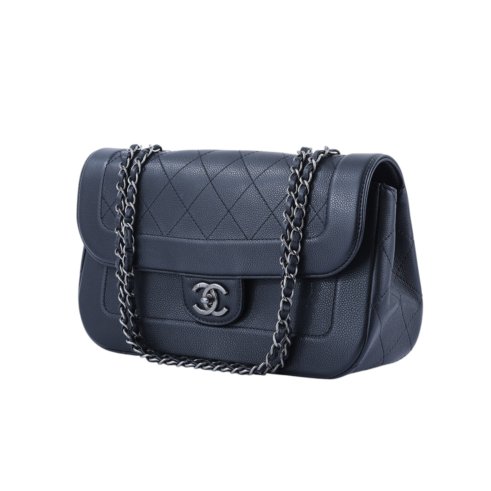 香奈兒 CHANEL 單肩包 A90395 Y09139 20開黑銀釦牛皮鍊包 原廠盒子/防塵袋/保證卡/購買證明影本