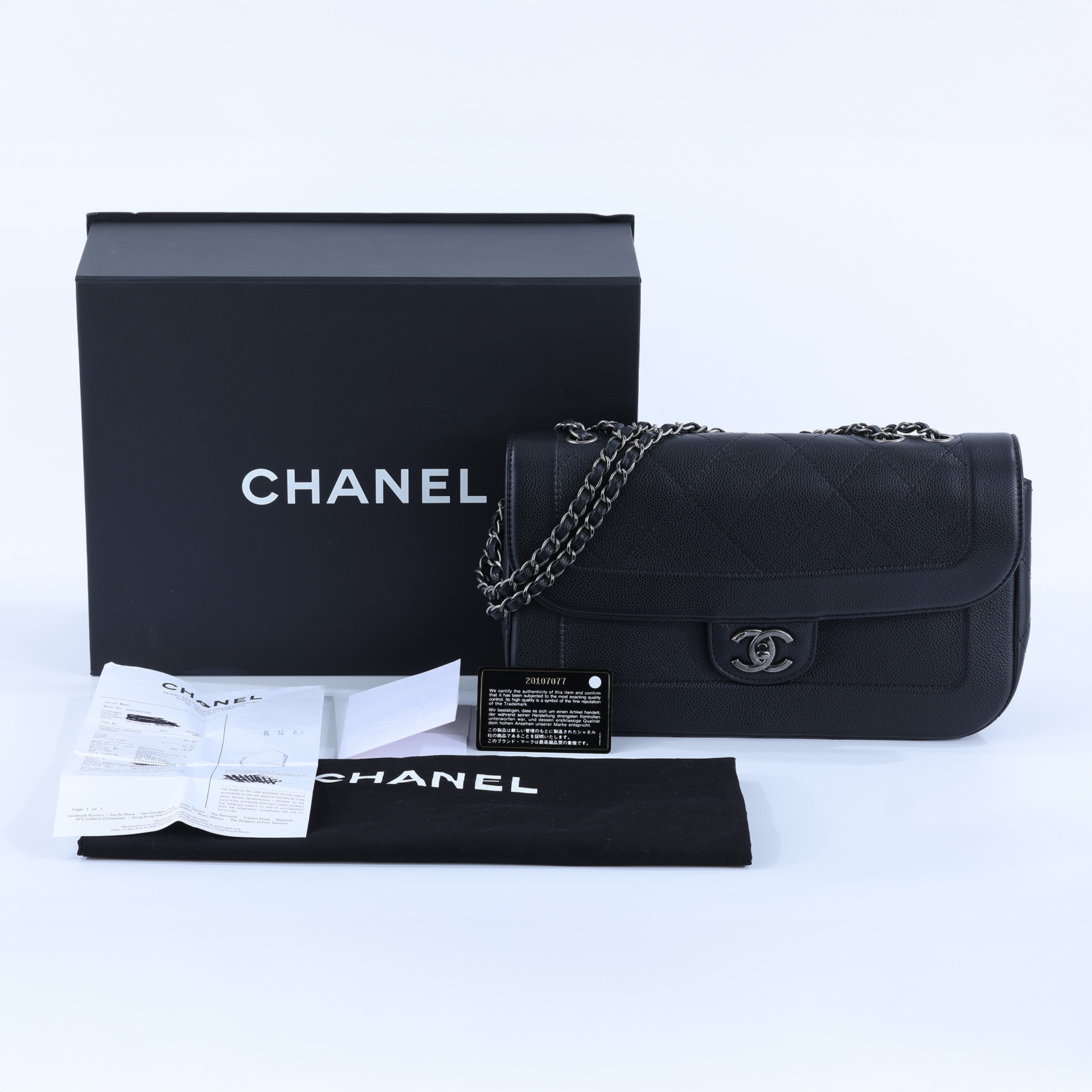 香奈兒 CHANEL 單肩包 A90395 Y09139 20開黑銀釦牛皮鍊包 原廠盒子/防塵袋/保證卡/購買證明影本