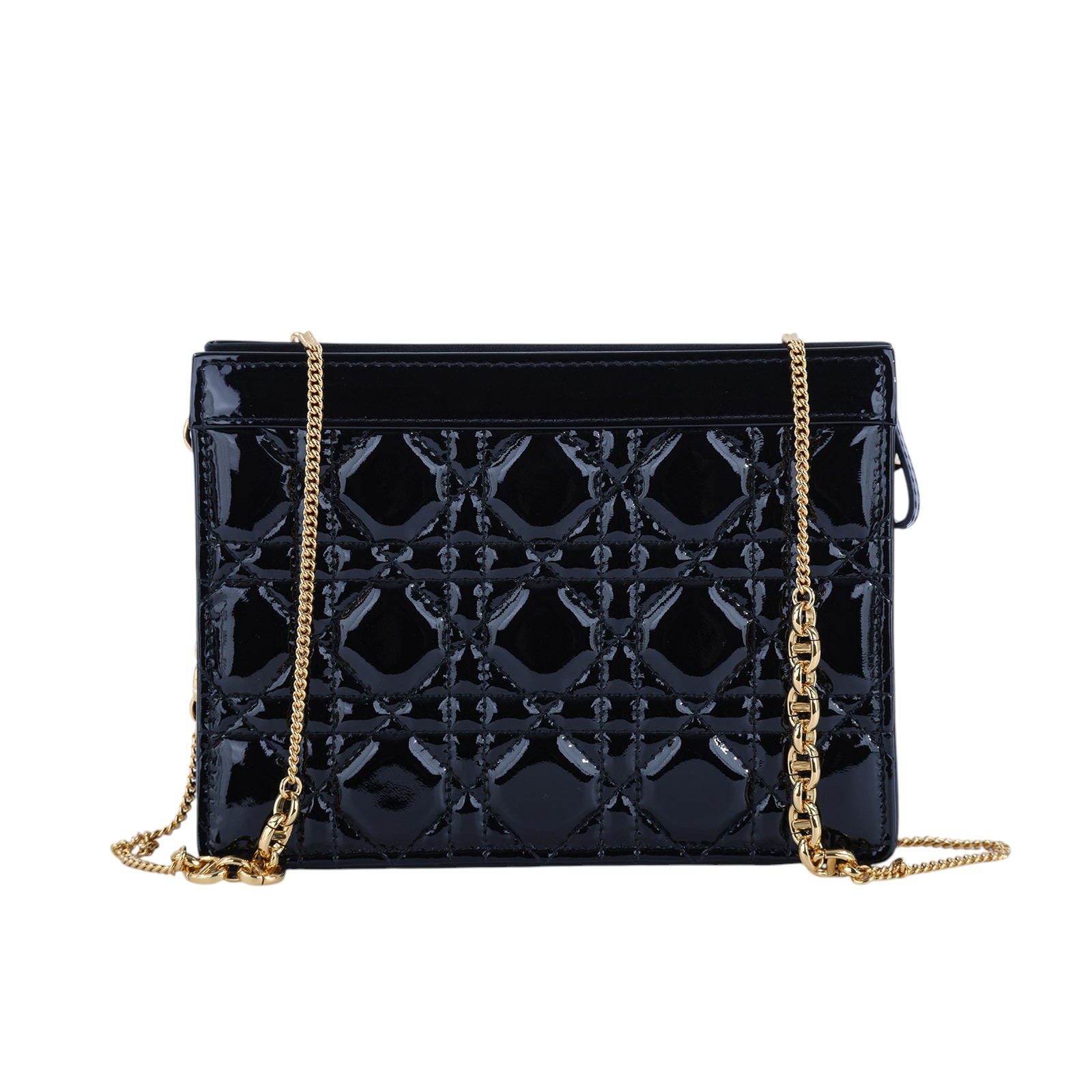 迪奧 CHRISTIAN DIOR Caro Pouch With Chain 拉鍊 鏈帶包 漆皮 S5106UWFQ 黑漆皮CARO鍊包 防塵袋