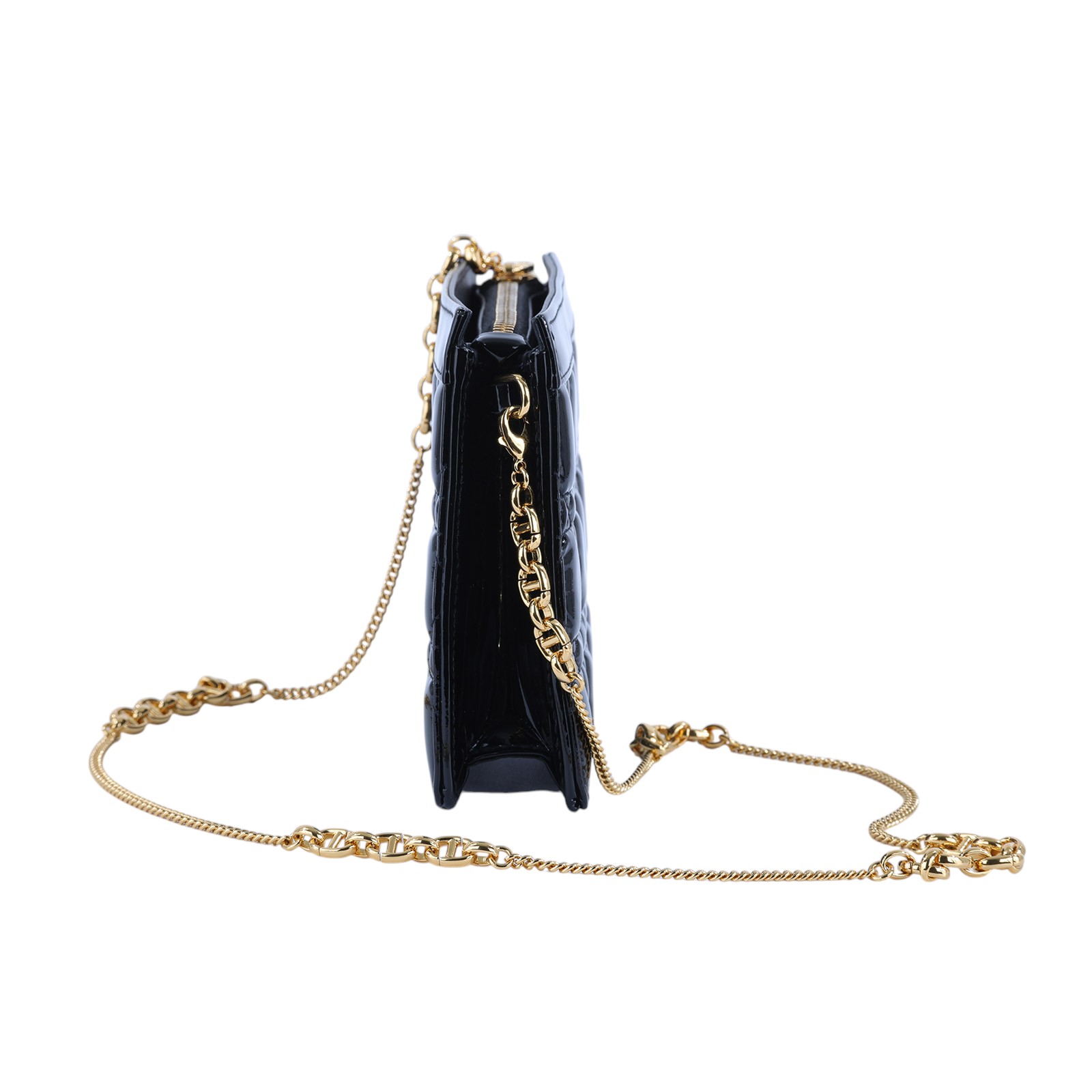 迪奧 CHRISTIAN DIOR Caro Pouch With Chain 拉鍊 鏈帶包 漆皮 S5106UWFQ 黑漆皮CARO鍊包 防塵袋