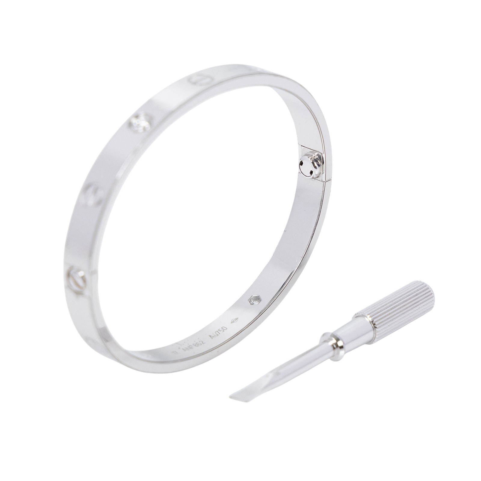 卡地亞 CARTIER Love 手環 經典款 4顆鑽石 B6035817 K18WG LOVE 4P手環 原廠盒子/保書