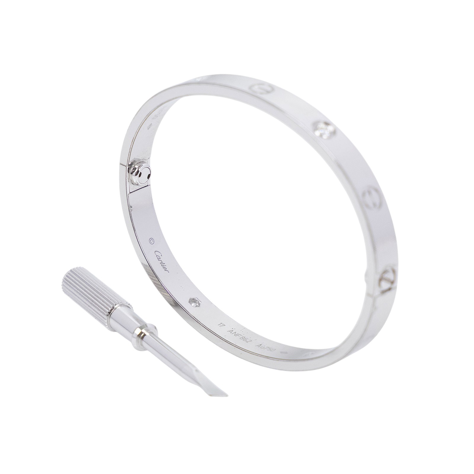 卡地亞 CARTIER Love 手環 經典款 4顆鑽石 B6035817 K18WG LOVE 4P手環 原廠盒子/保書