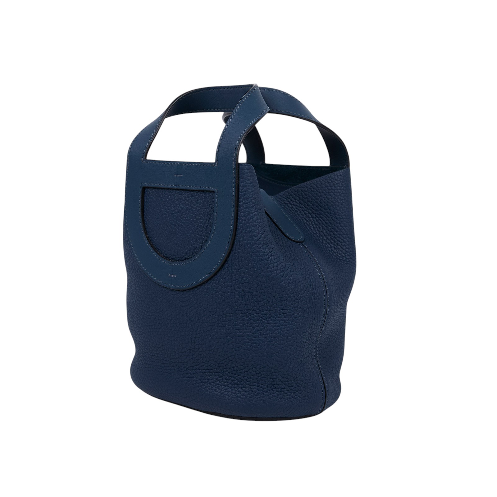 愛馬仕 Hermès In The Loop 18  豬鼻 菜籃子包 金色五金 普魯士藍 H084274CCAW H084274CCAW/W刻  原廠盒子/防塵袋