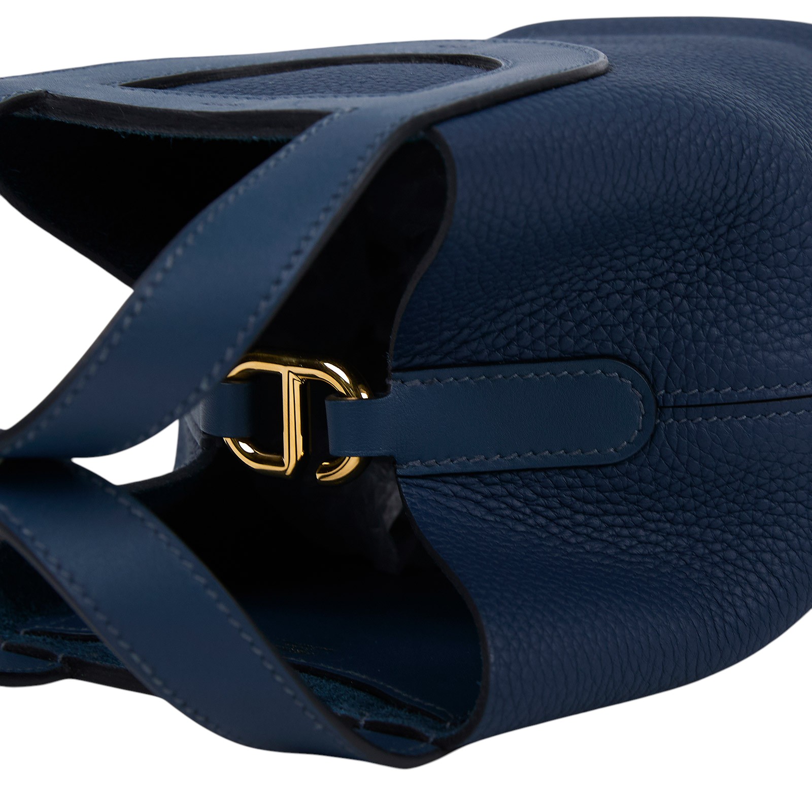 愛馬仕 Hermès In The Loop 18  豬鼻 菜籃子包 金色五金 普魯士藍 H084274CCAW H084274CCAW/W刻  原廠盒子/防塵袋