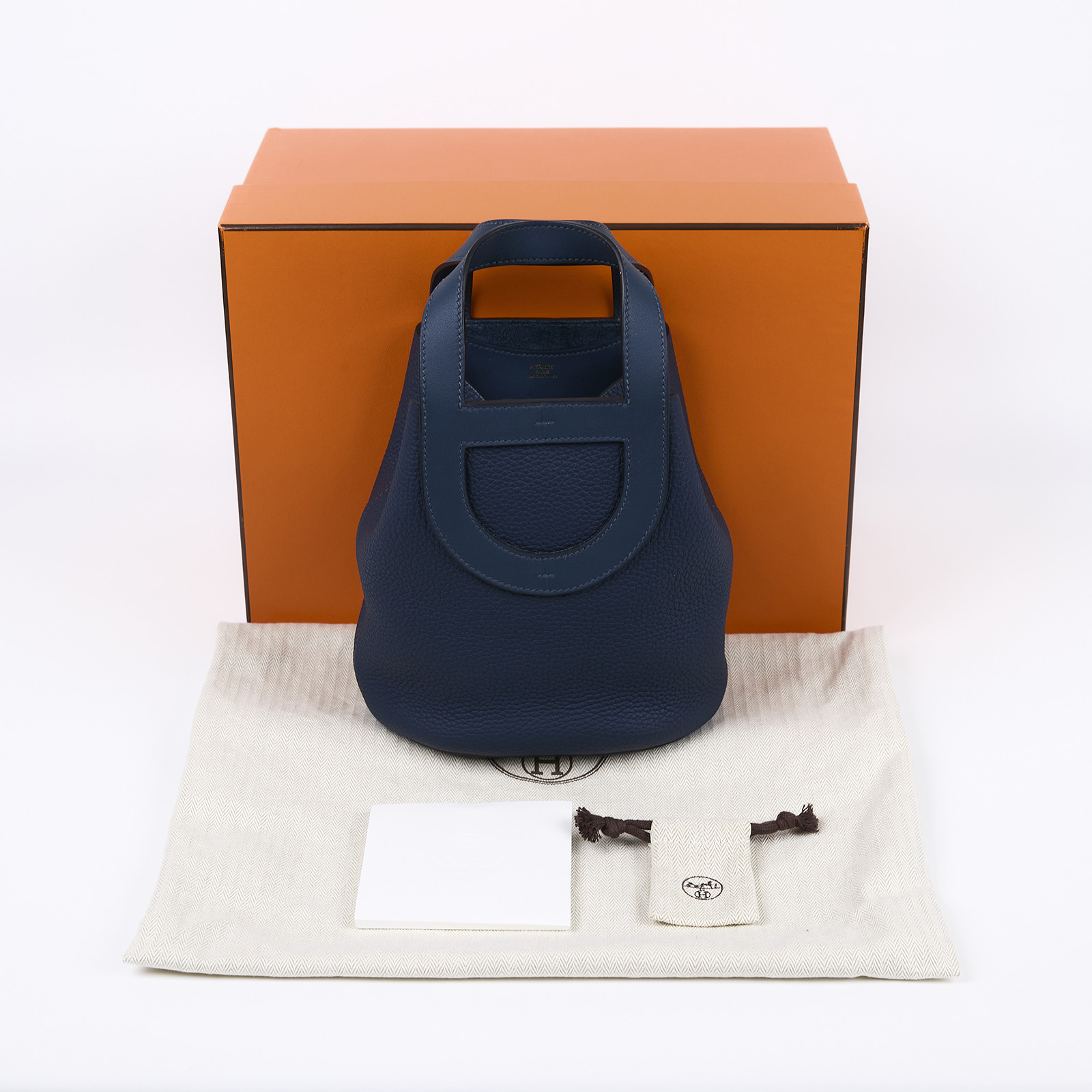 愛馬仕 Hermès In The Loop 18  豬鼻 菜籃子包 金色五金 普魯士藍 H084274CCAW H084274CCAW/W刻  原廠盒子/防塵袋