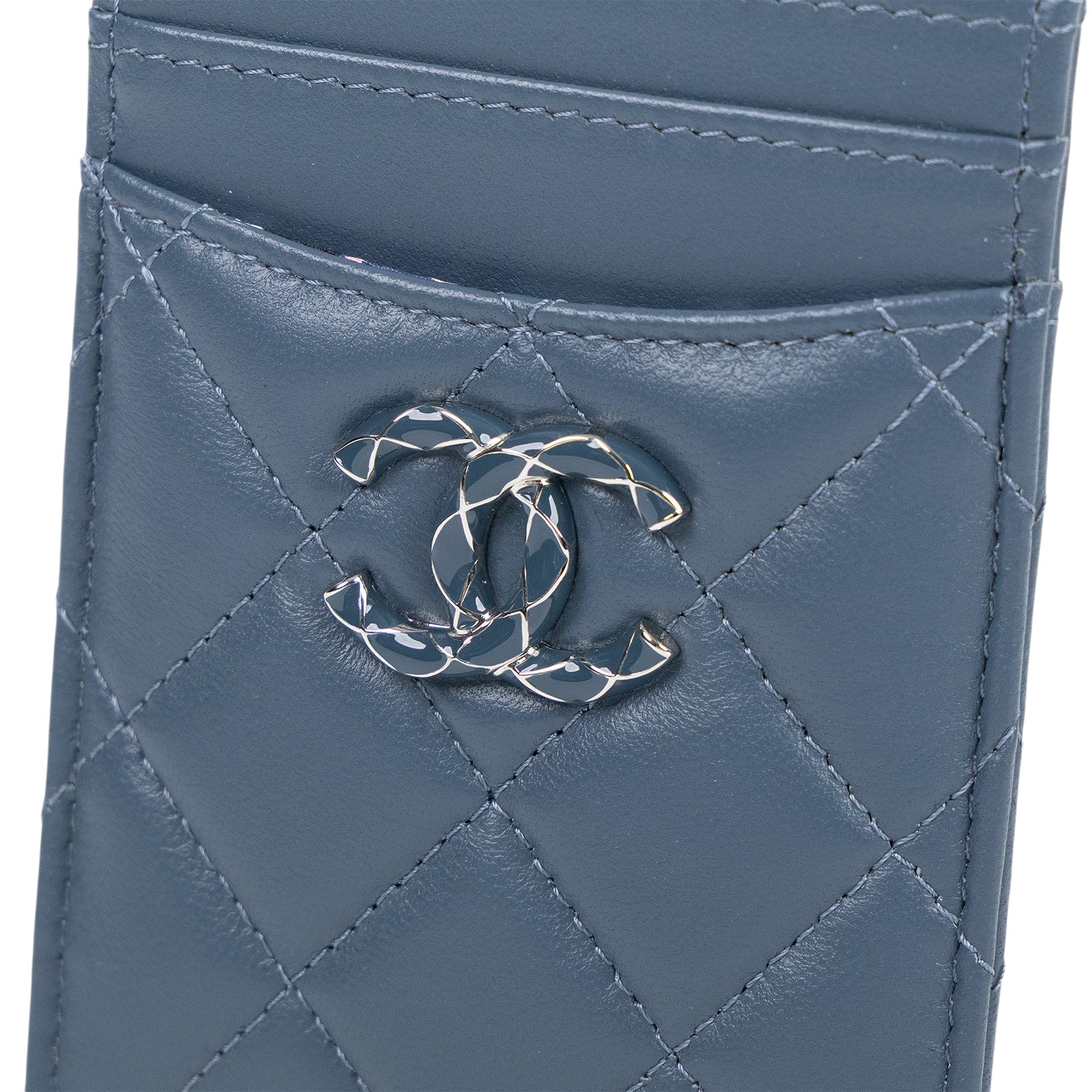 香奈兒 CHANEL 卡夾  晶片款 藍綠羊直立卡夾 原廠盒子/防塵袋