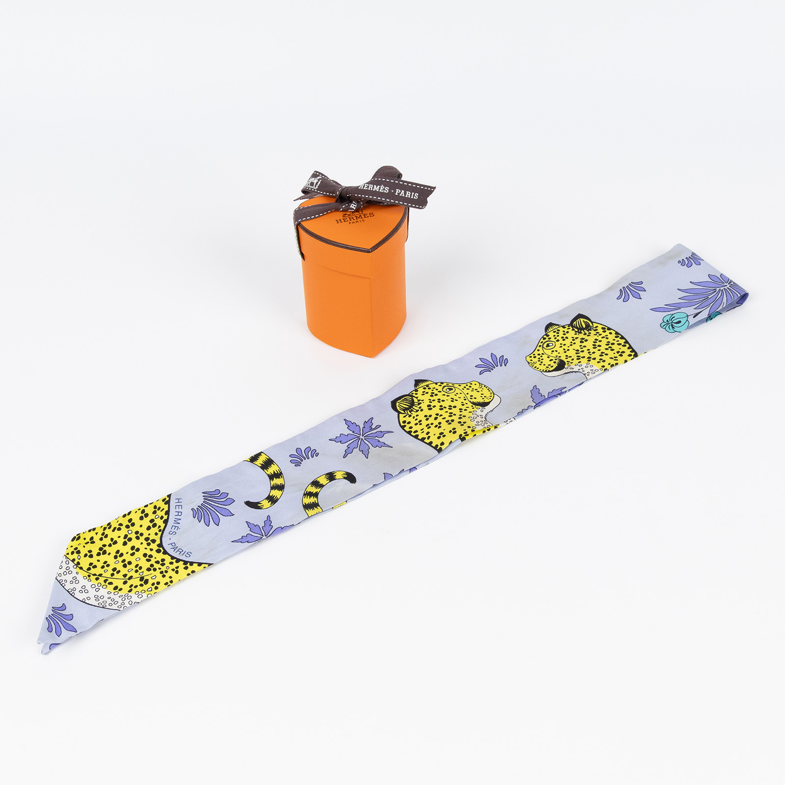 愛馬仕 Hermès Twilly 絲巾 TWILLYS85  水藍豹TWILLY 無附屬品